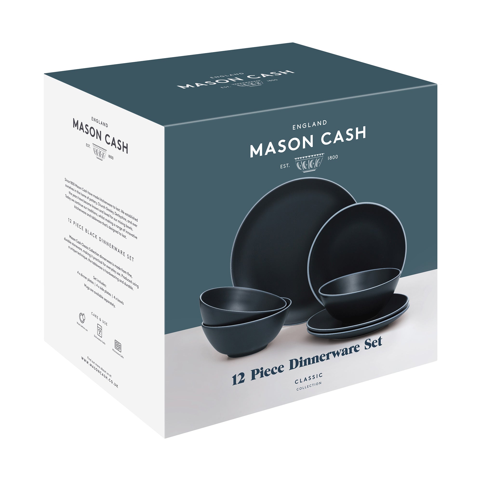 Mason Cash Classic Collection Black 12 Piece Dinner Set