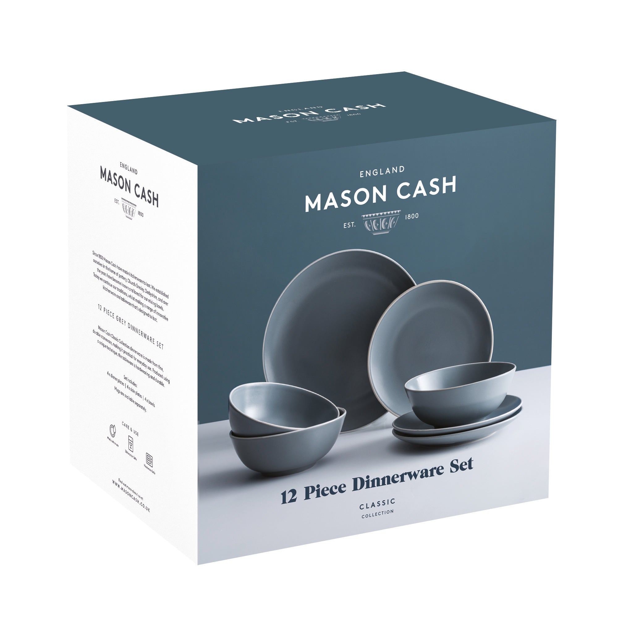 Mason Cash Classic Collection Grey 12 Piece Dinner Set