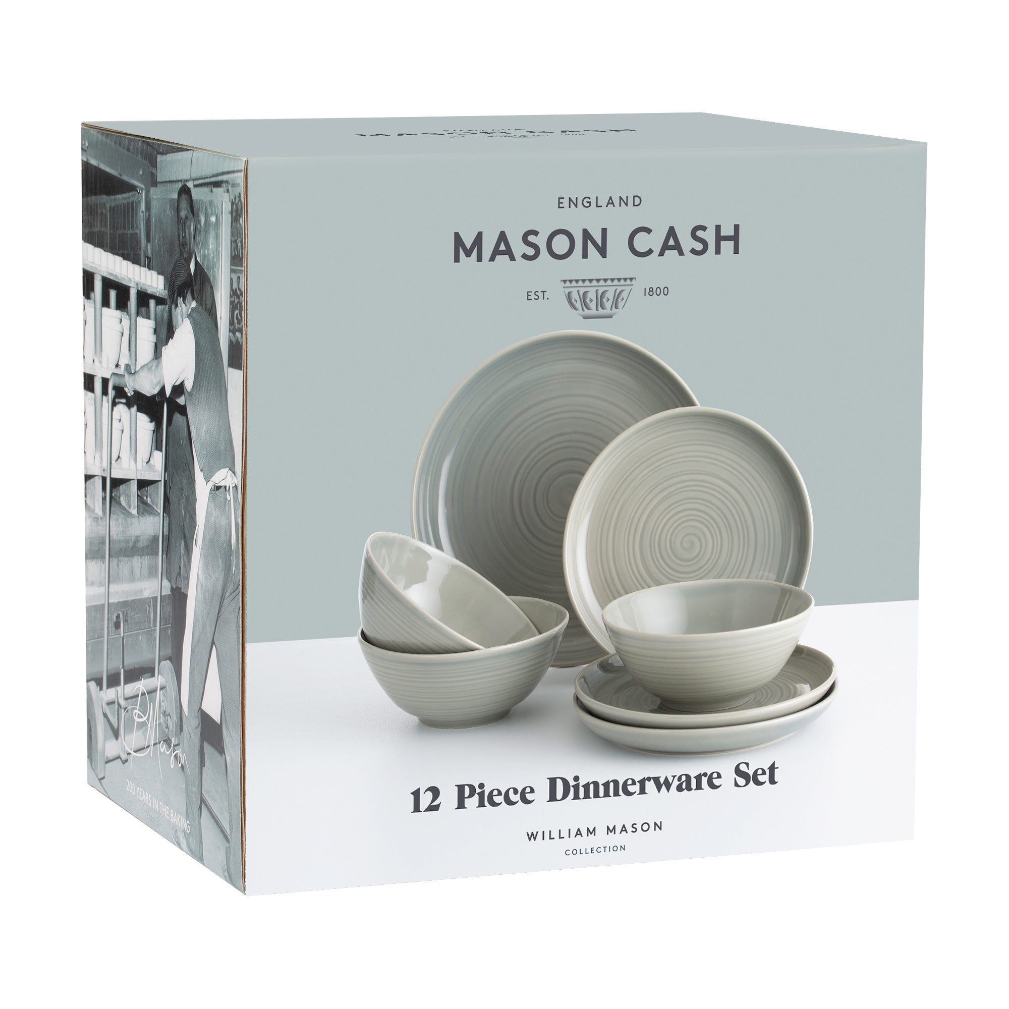 Mason Cash William Mason Grey 12 Piece Dinner Set