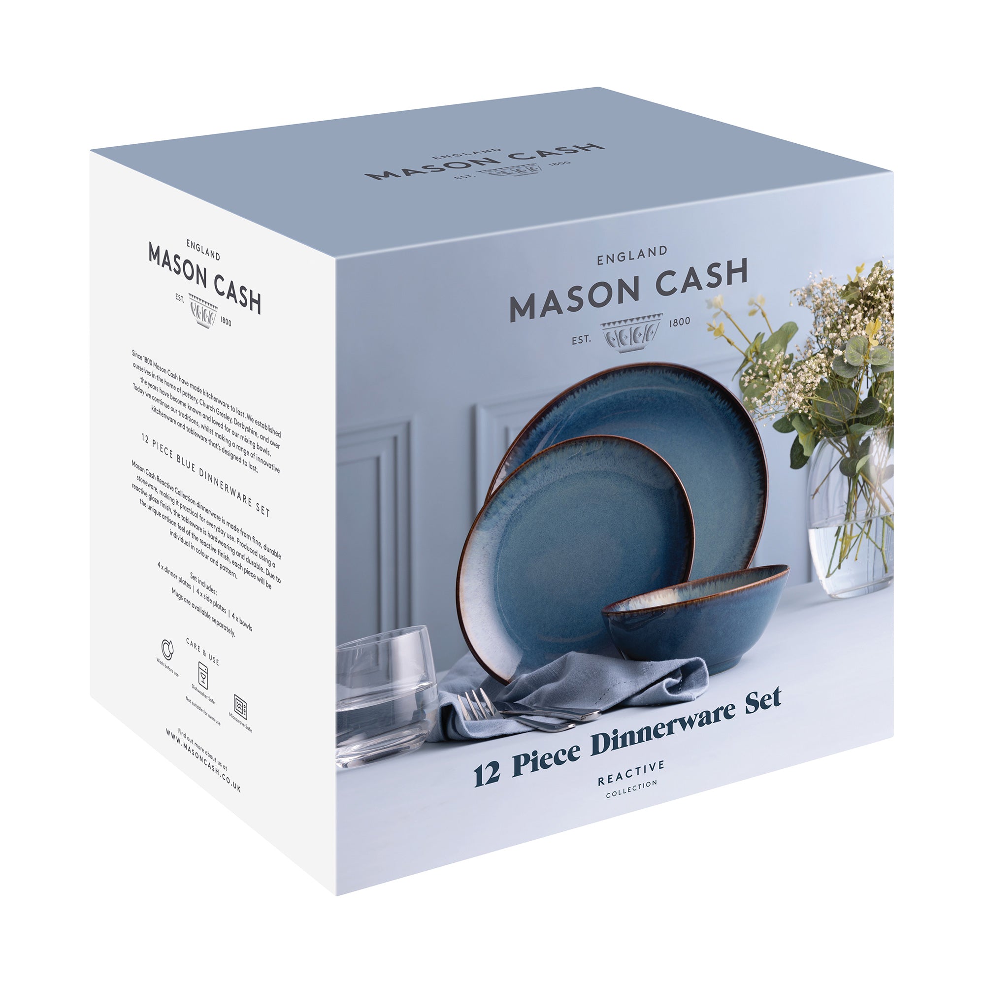 Mason Cash Reactive Glaze Blue 12 Piece Dinner Set