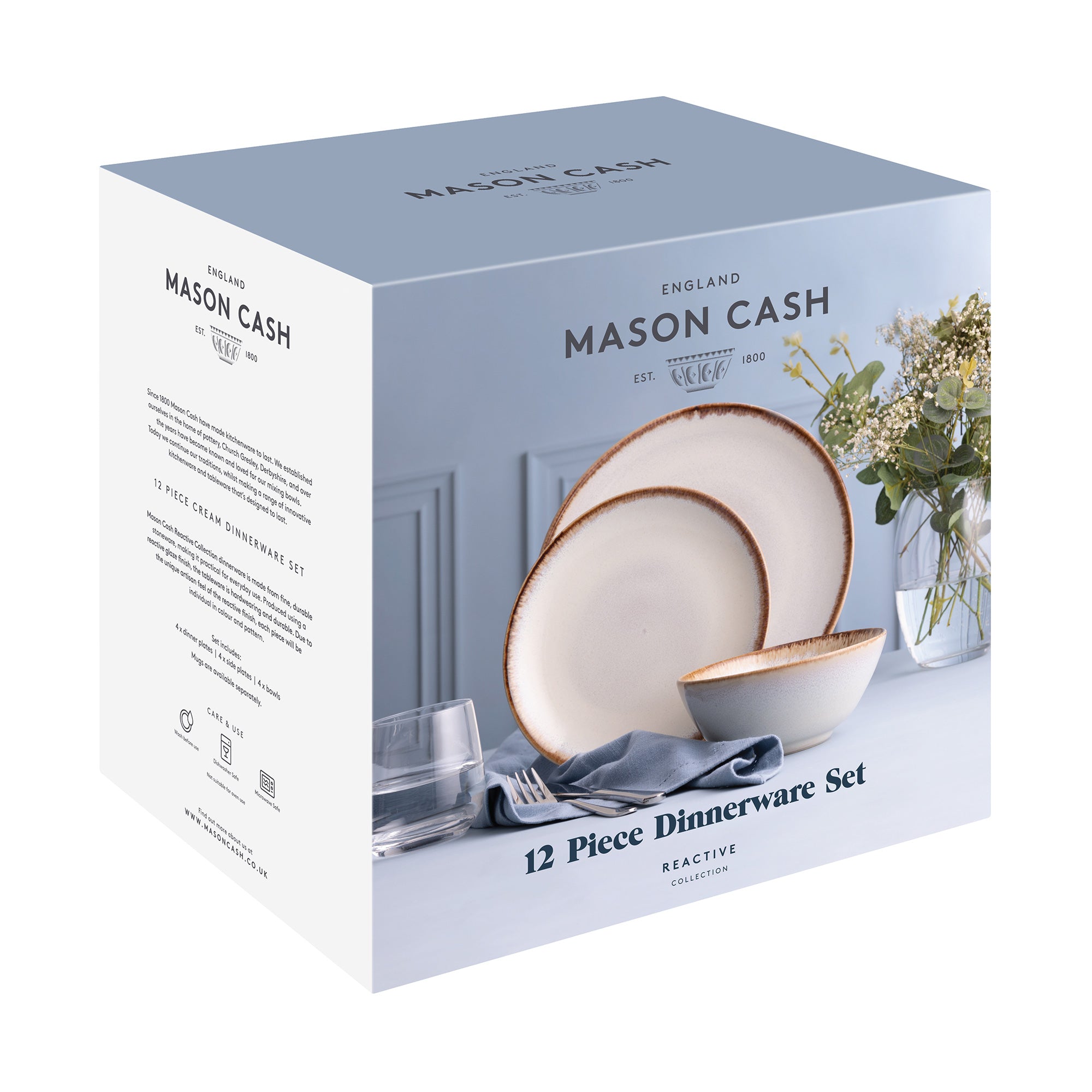 Mason Cash Reactive Glaze Cream 12 Piece Dinner Set