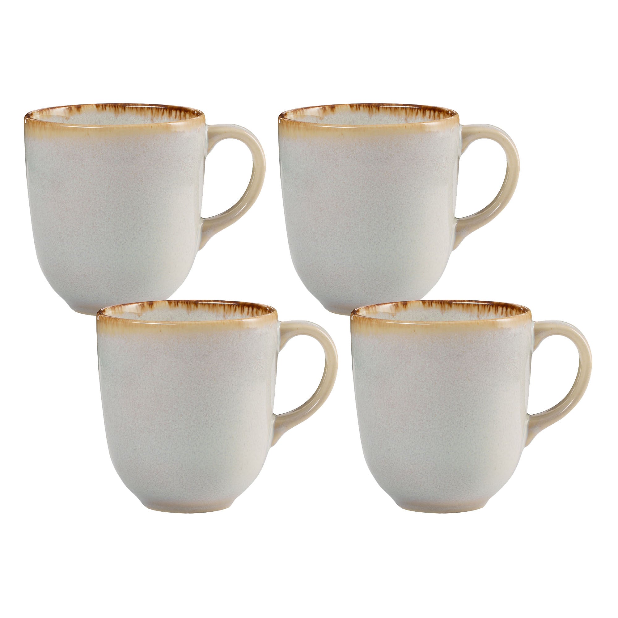 Mason Cash Reactive Glaze Cream Set of 4 Mugs, 400ml