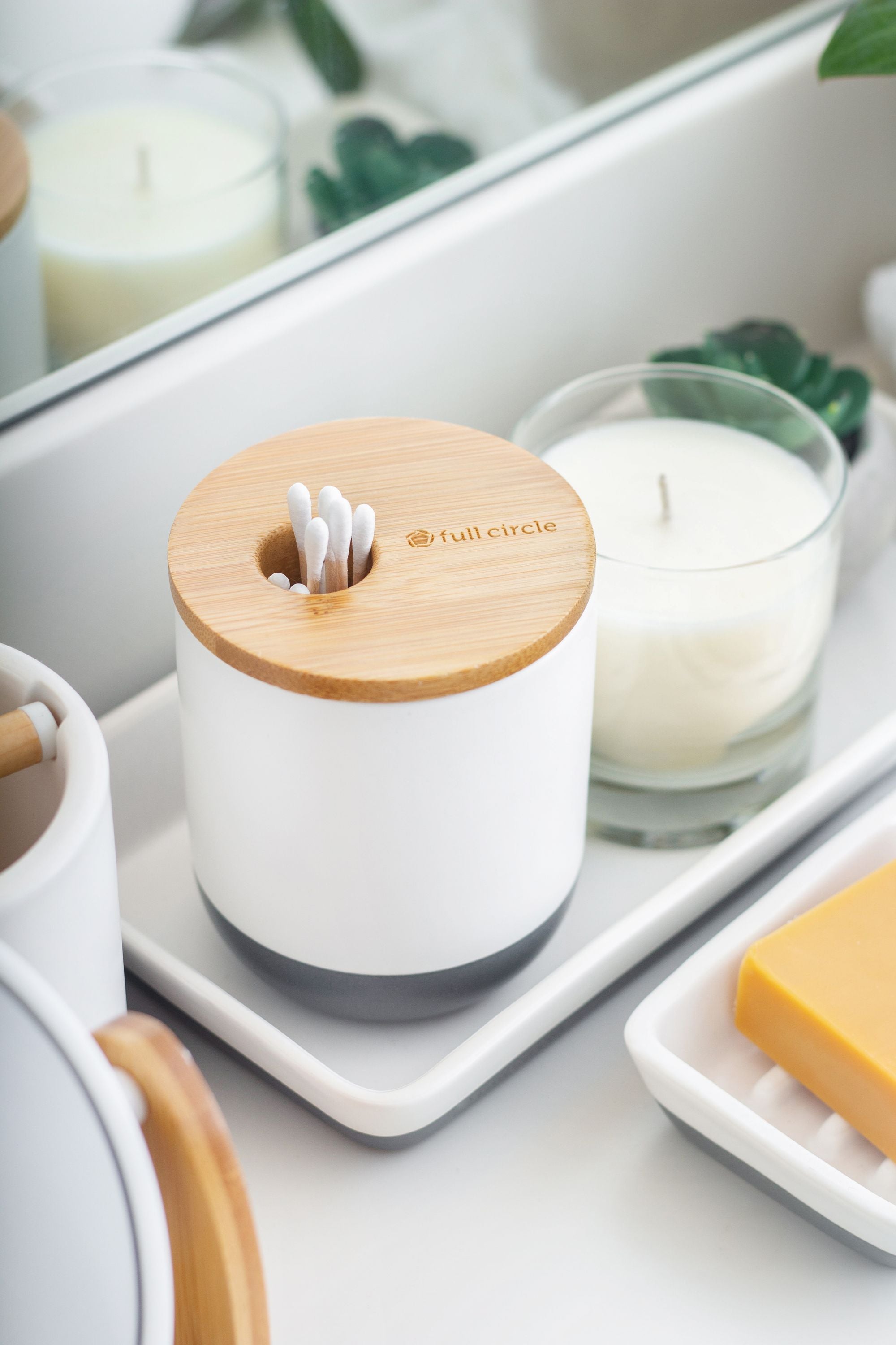 Full Circle Pick Me Up Cotton Bud Canister - White