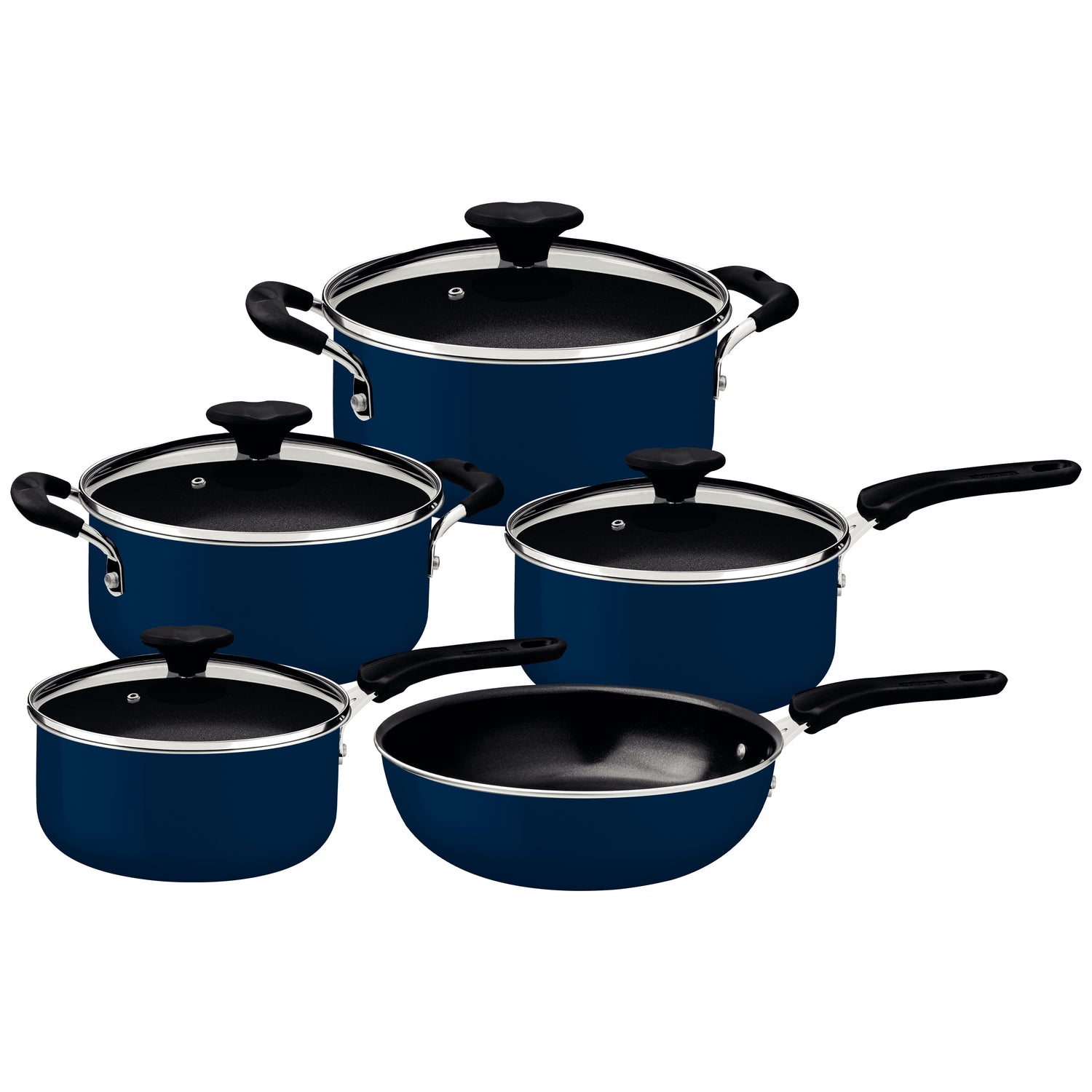 Tramontina Tunis 5-Piece Ceramic Coated Cookware Set – Mediterranean Blue