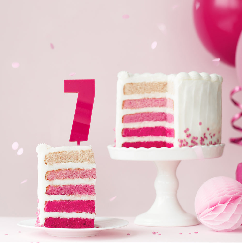 Cake & Candle Mega Number 7 Cake Topper Pink