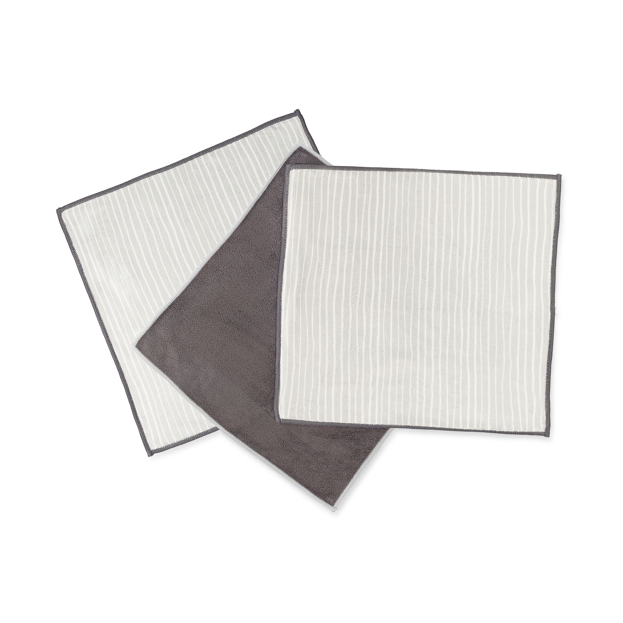 Full Circle Renew Microfiber Cloths Set of 3 - Grey Stripe