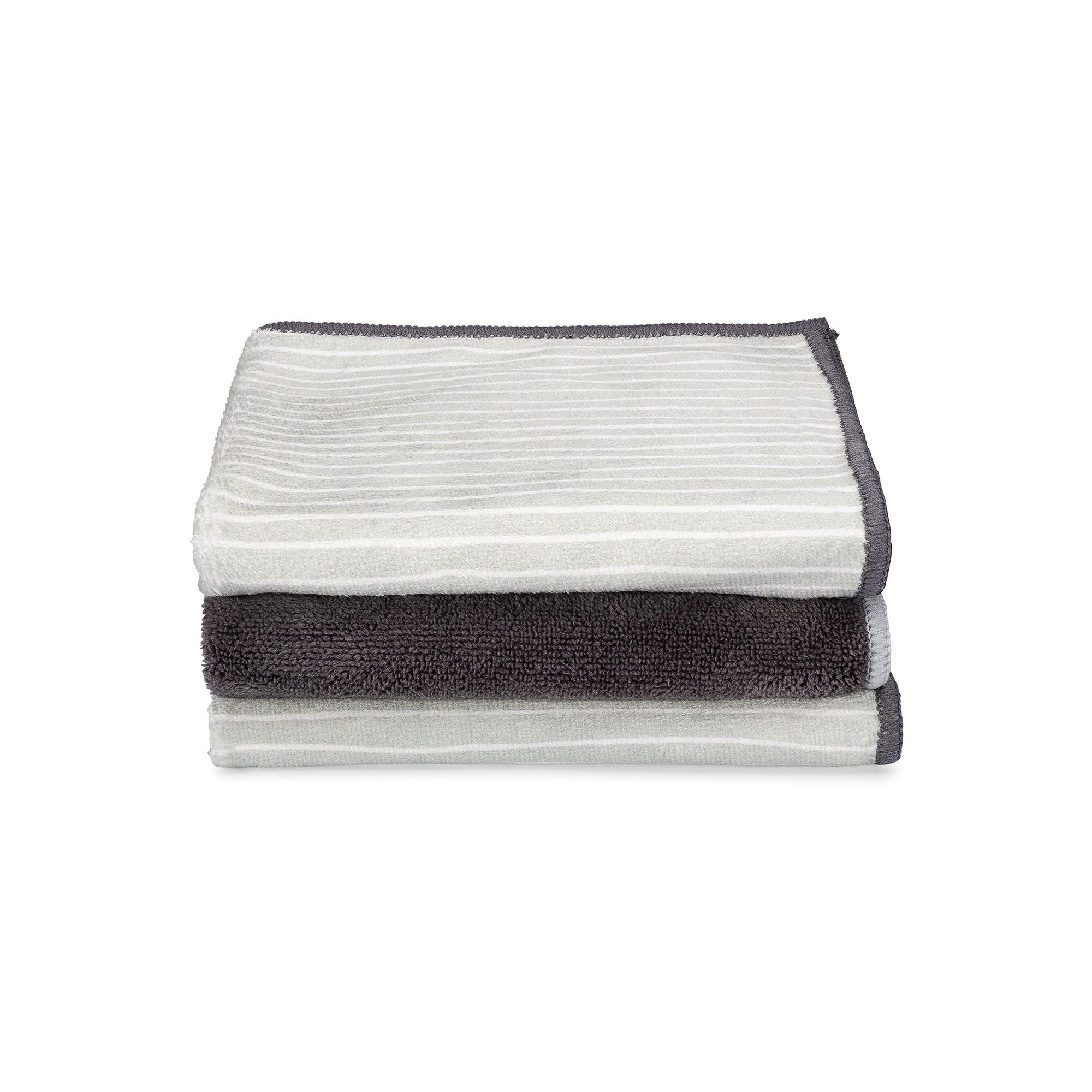 Full Circle Renew Microfiber Cloths Set of 3 - Grey Stripe