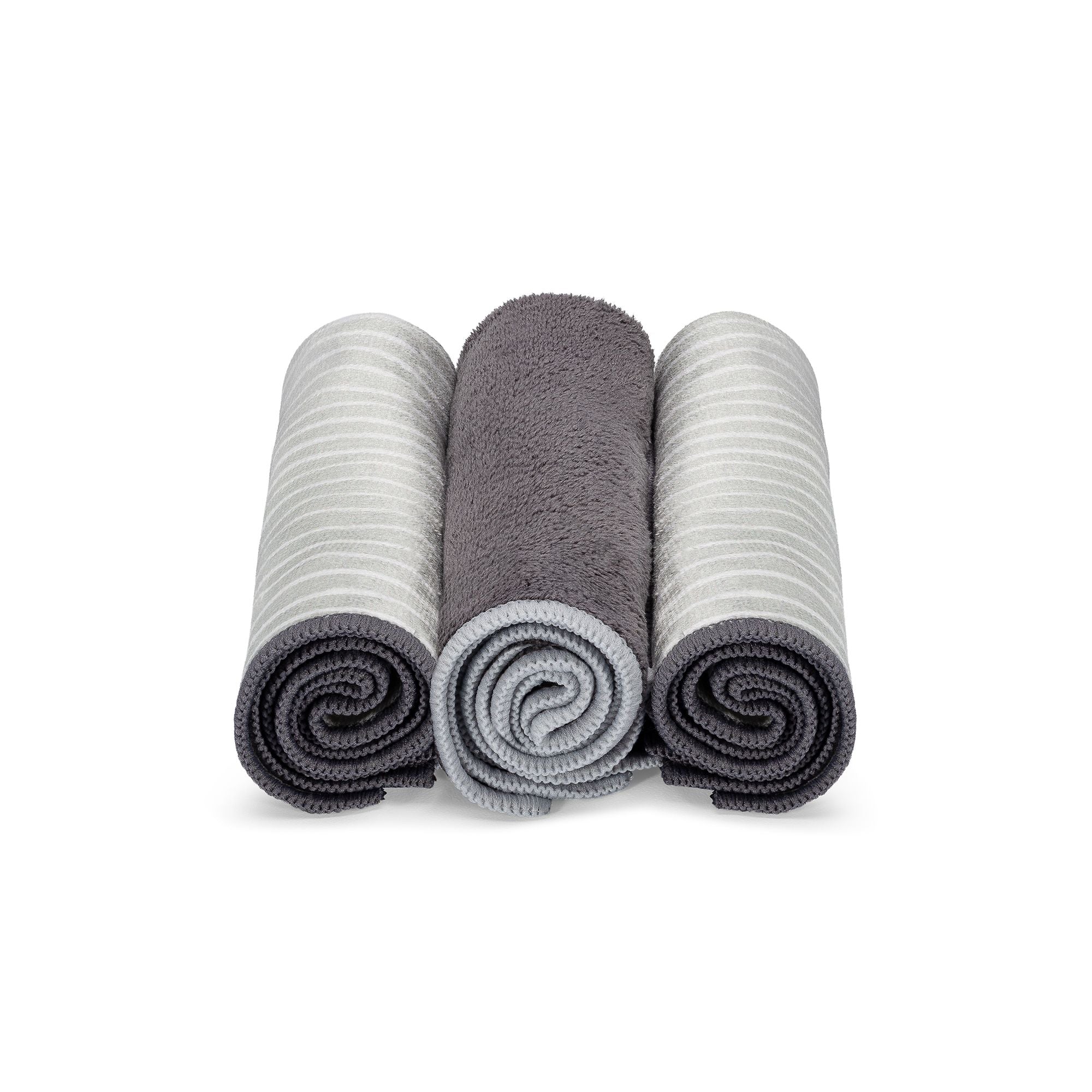 Full Circle Renew Microfiber Cloths Set of 3 - Grey Stripe