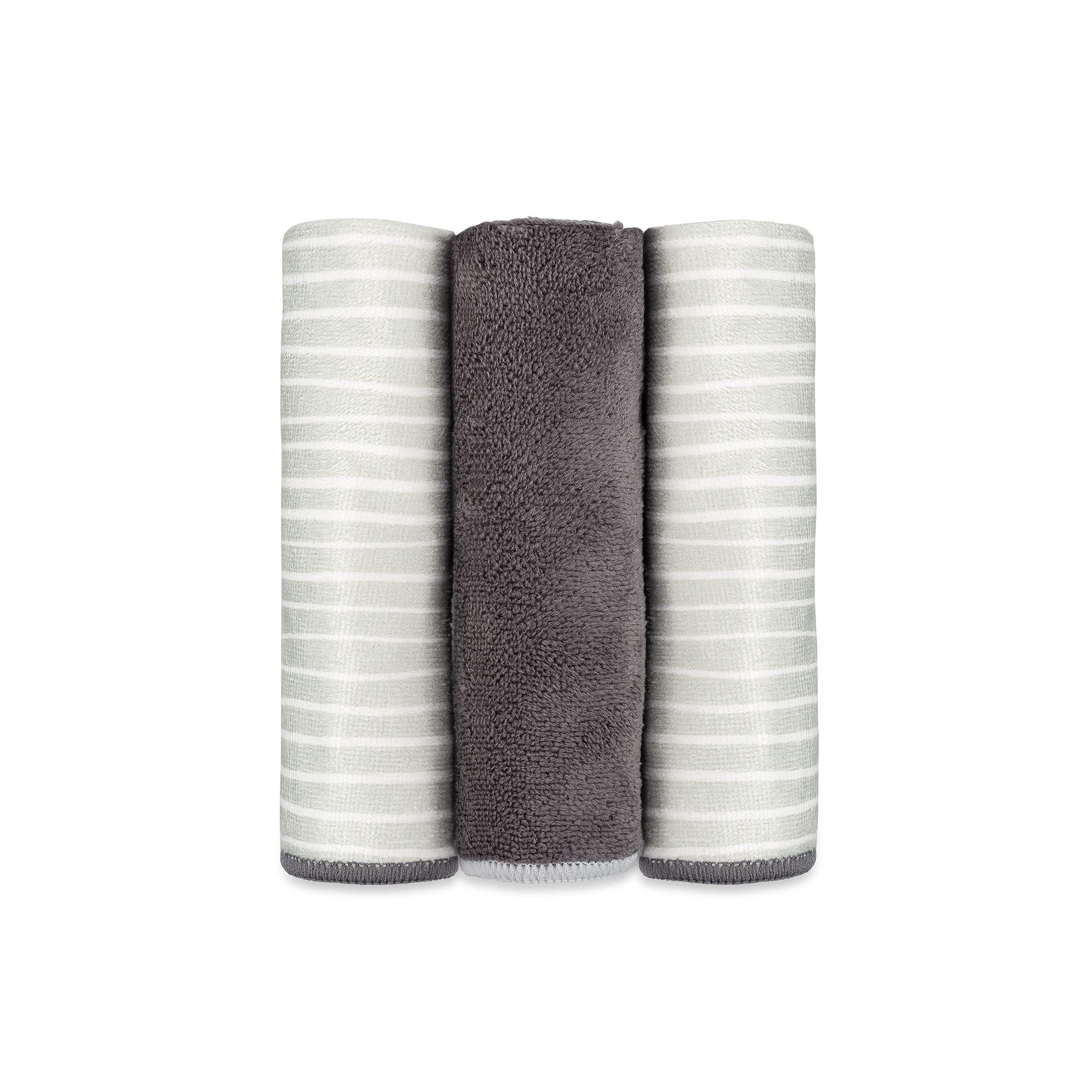 Full Circle Renew Microfiber Cloths Set of 3 - Grey Stripe