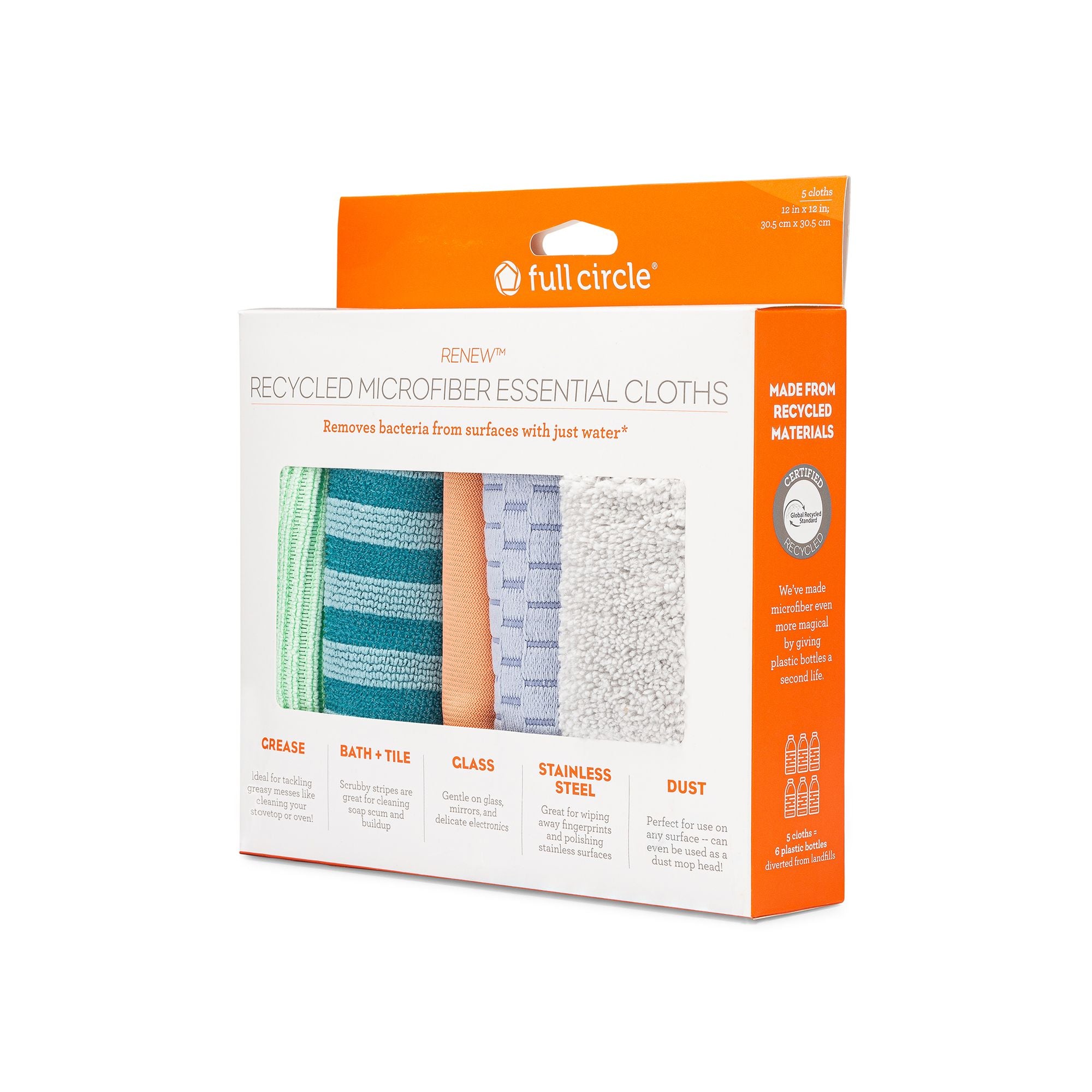 Full Circle Renew Essentials Microfiber Cloths Set of 5 - Multicolour