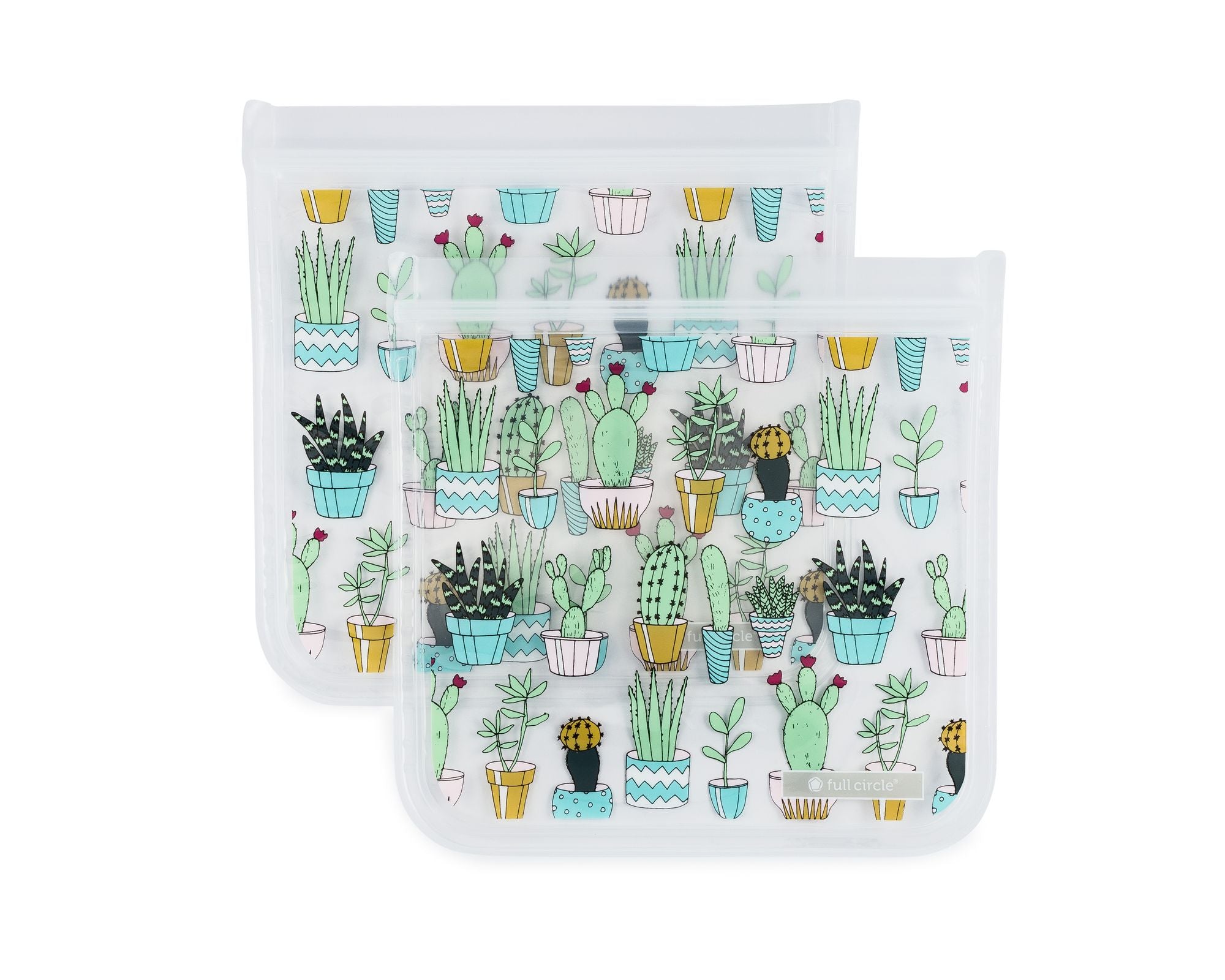 Full Circle Ziptuck Reusable Sandwich Bags Set of 2 - Cactus