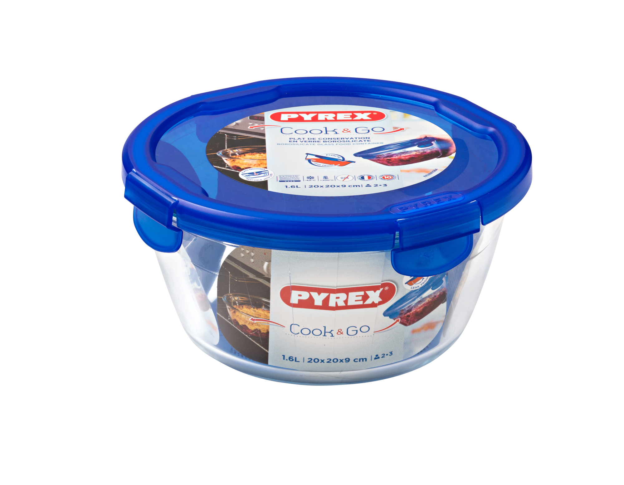 Pyrex Cook & Go Glass Round Container (1.6L)