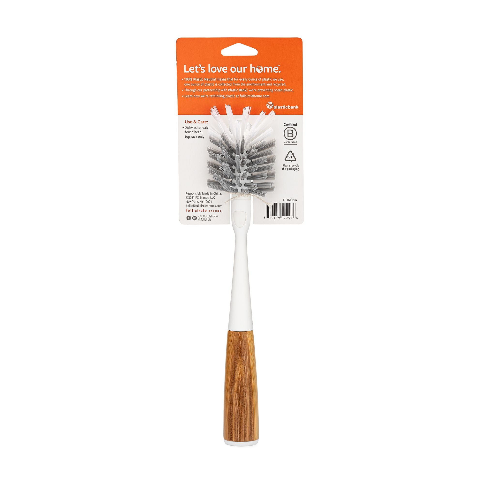 Full Circle Clean Reach Bottle Brush - White