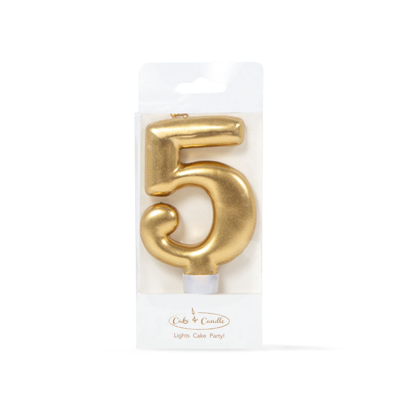 Cake & Candle Candle Number 5 Gold