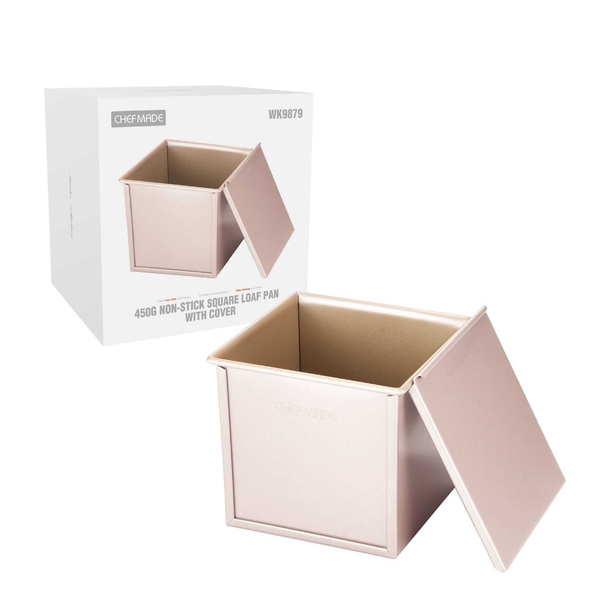 CHEFMADE Square Loaf Pan with Lid 450g 15cm (WK9879)