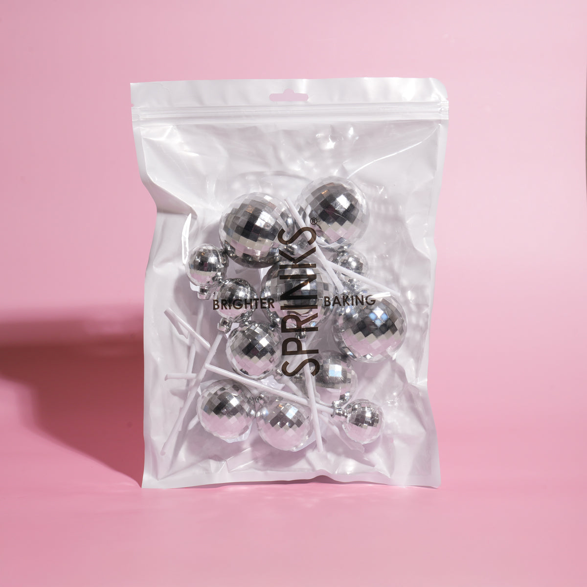 Sprinks Disco Ball Toppers Silver 12 Piece