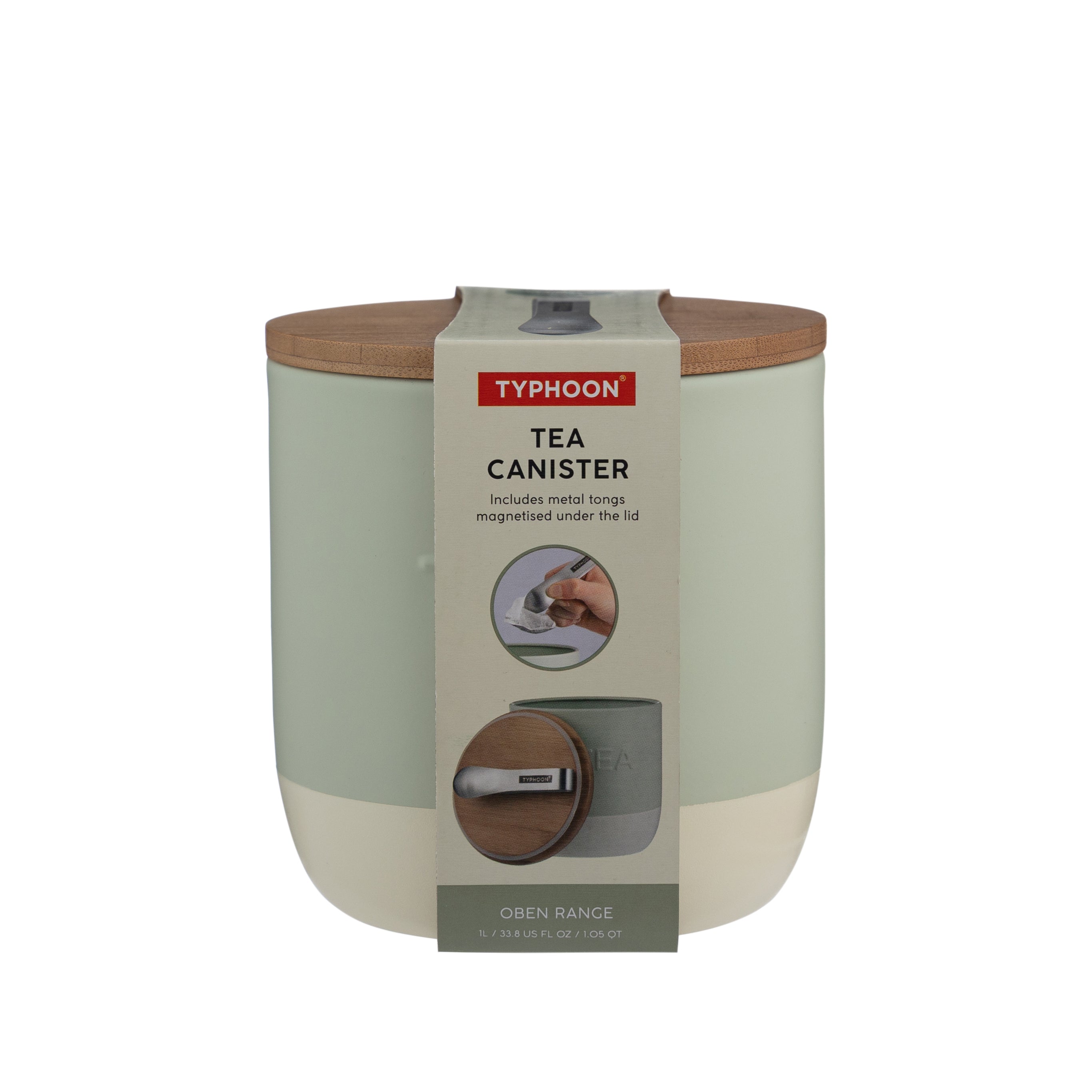 Typhoon Oben Tea Storage Canister with Mini Tongs 1L - Green