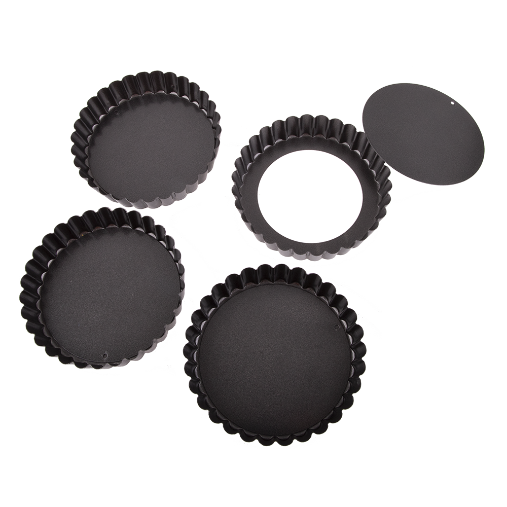 Daily Bake Non-Stick Quiche Pan Set with Loose Base – 12cm (Set of 4)