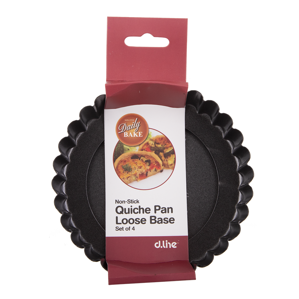 Daily Bake Non-Stick Quiche Pan Set with Loose Base – 12cm (Set of 4)