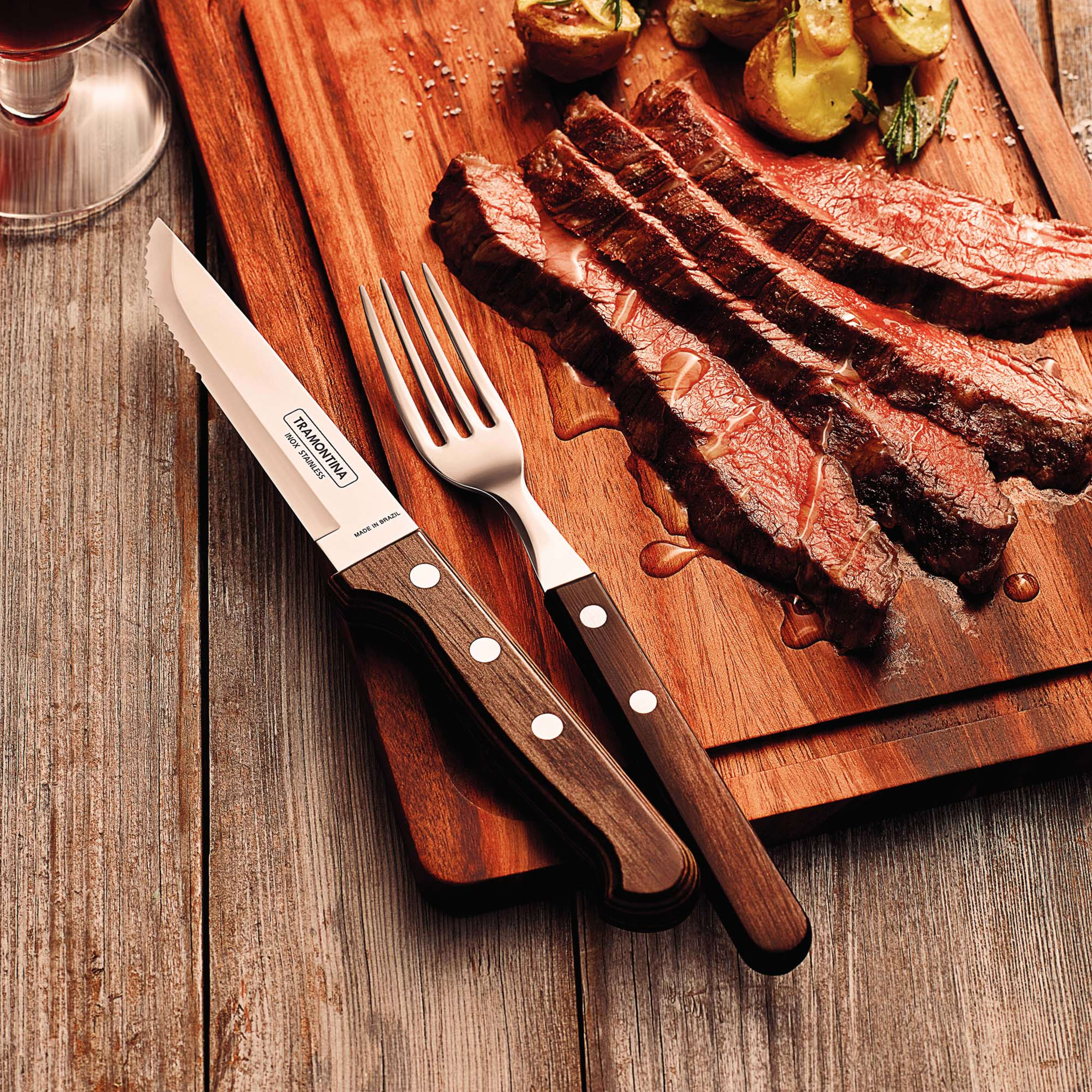 Tramontina Churrasco Polywood 4 Piece Gaucho Steak Knife Set - Brown