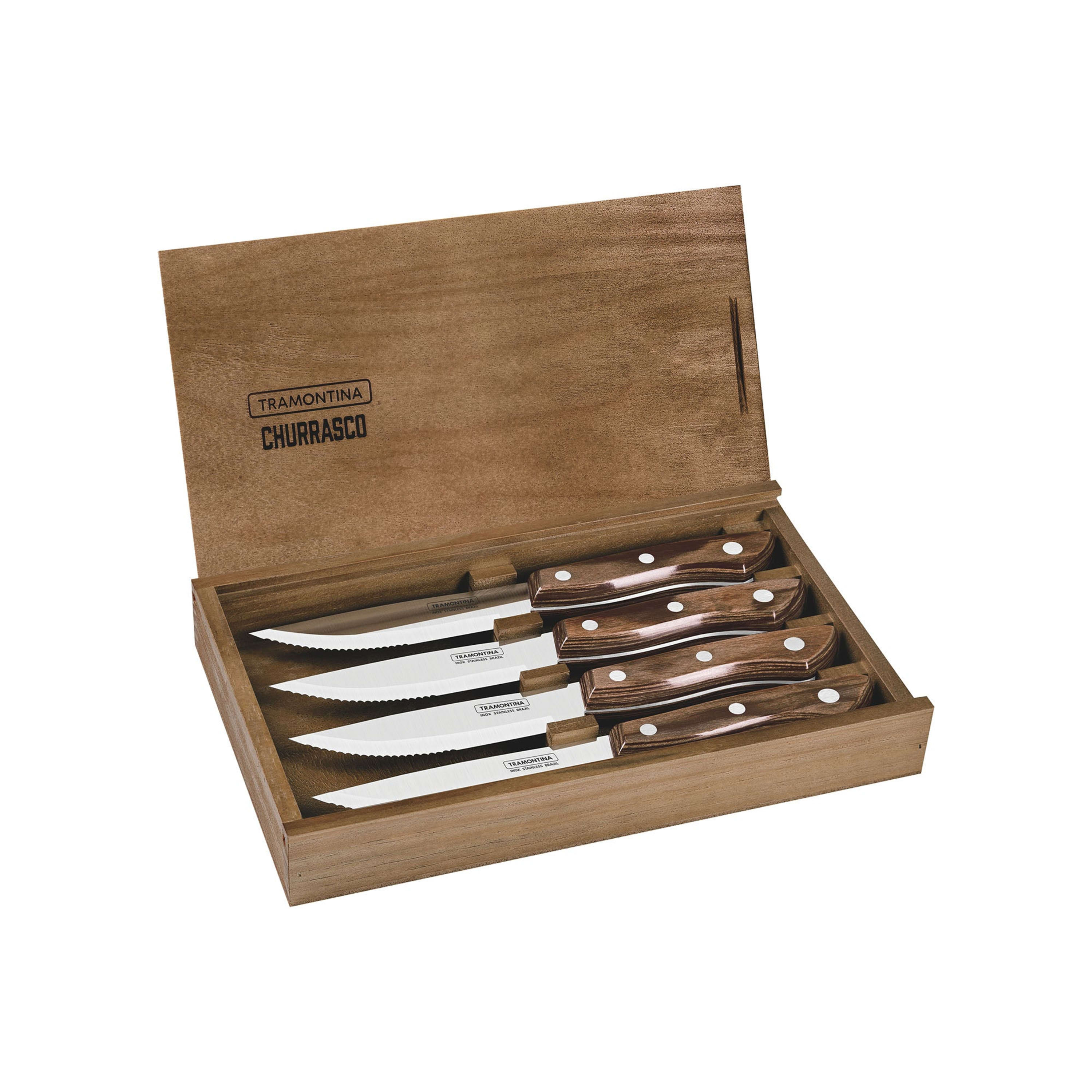 Tramontina Churrasco Premium 4 Piece Bueno Steak Knife Set - FSC Certified