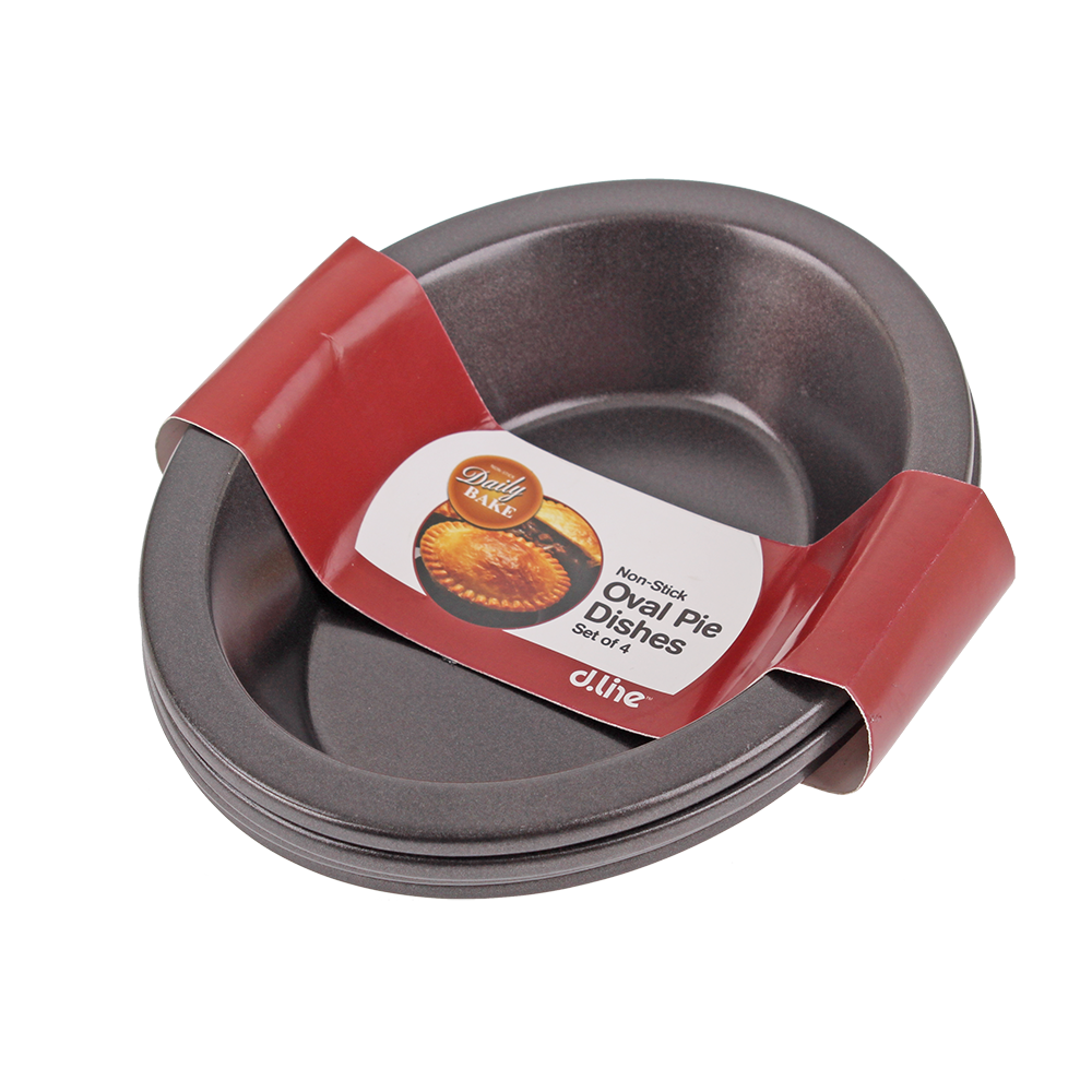 Daily Bake Non-Stick Oval Pie Dish Set – 14 x 10cm (Set of 4)