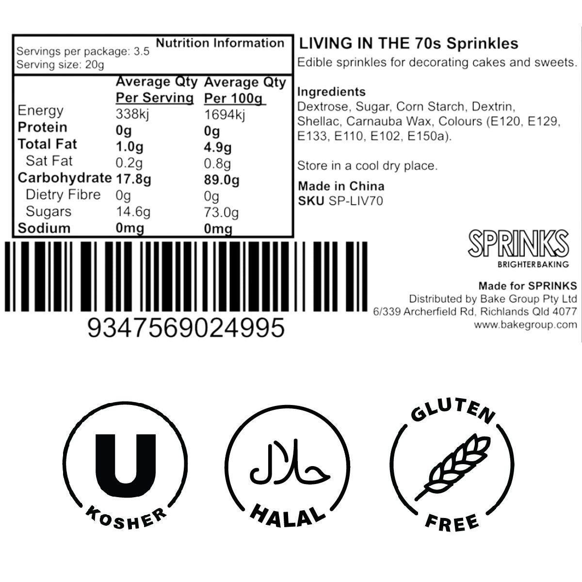 Sprinks Living In the 70s Nonpareils 500g