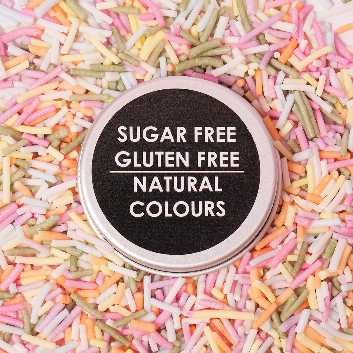 Sprinks Sugar Free Natural Coloured Jimmies Pastel Rainbow 60g