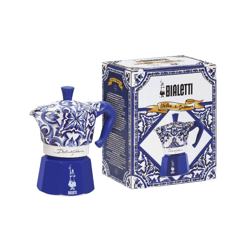 Bialetti Dolce & Gabbana Blue Moka Express 3 Cup (130 ml) Stovetop Coffee Maker