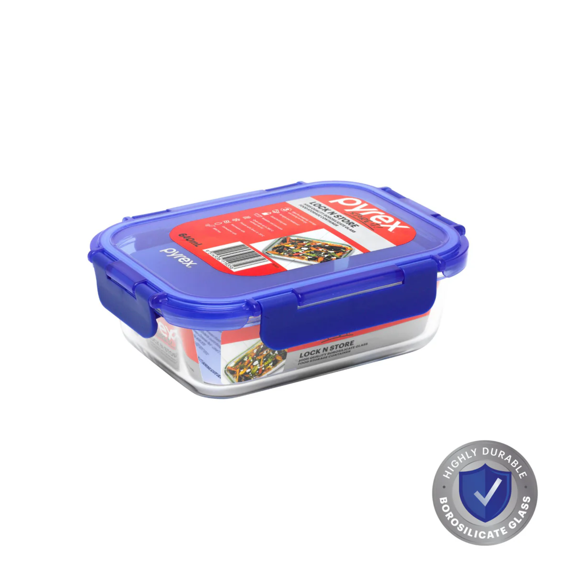 Pyrex Lock N Store Glass Rectangle Container (640mL)