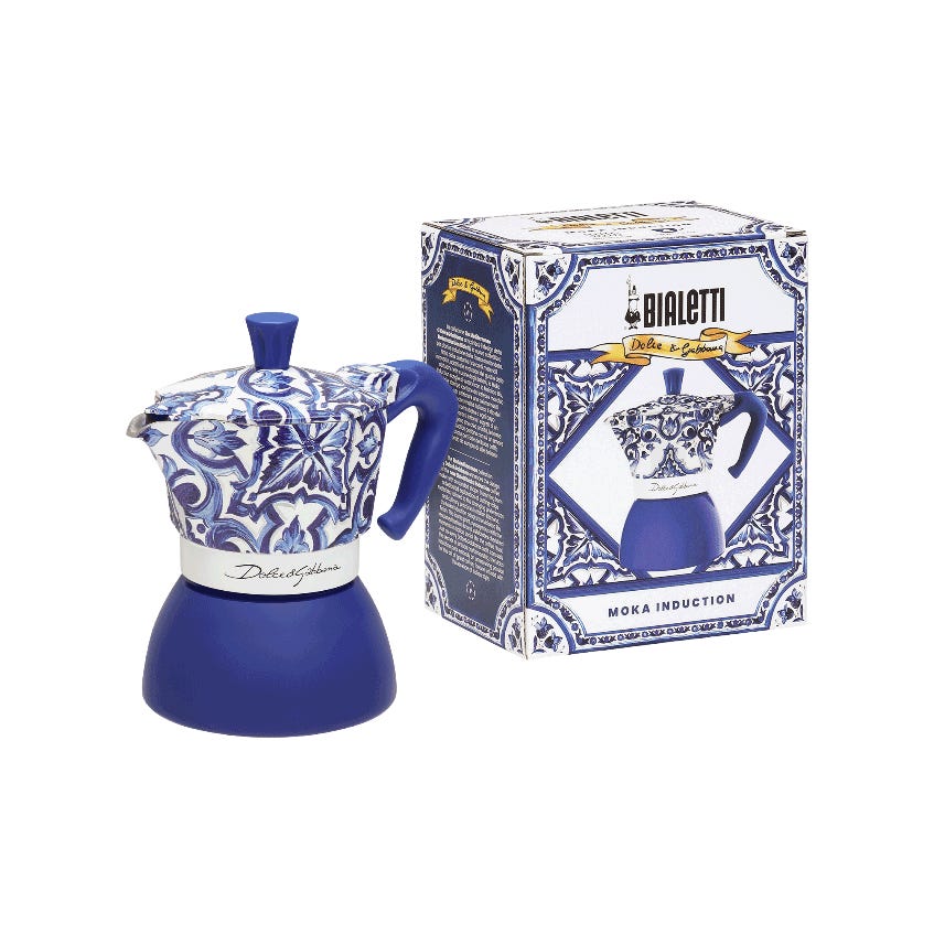 Bialetti Dolce & Gabbana Blue Moka Induction 4 Cup (180 ml) Stovetop Coffee Maker