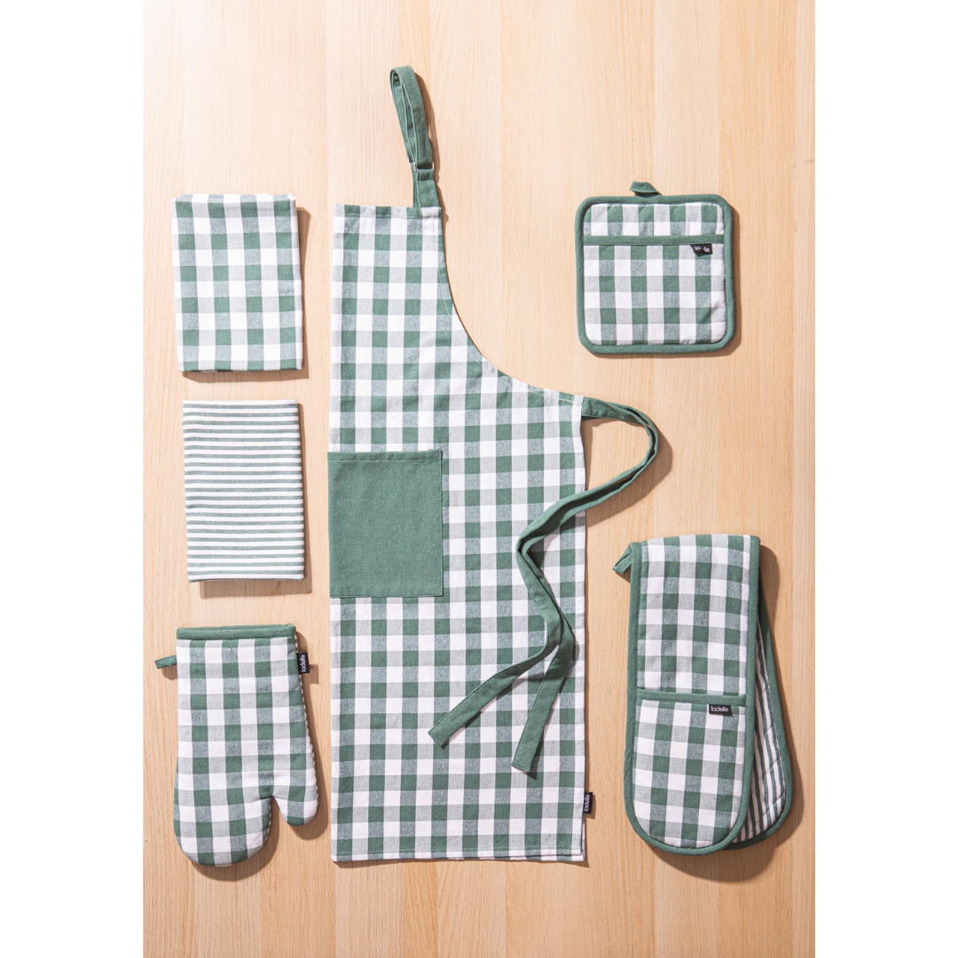 Eco Ladelle Eco Gingham Green 2pk Kitchen Towel