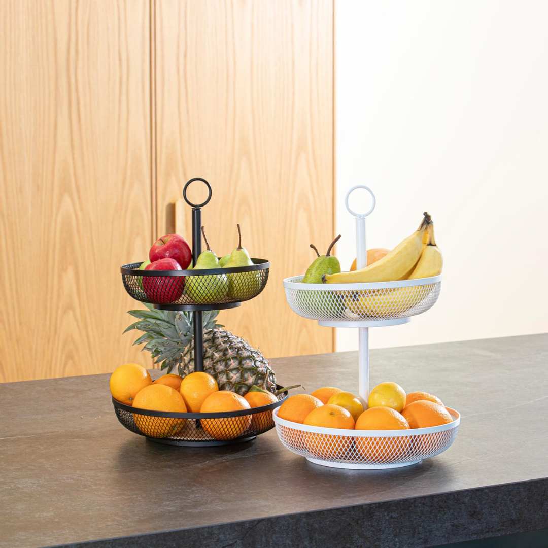 Ladelle Olsen Black 2 Tier Mesh Fruit Basket