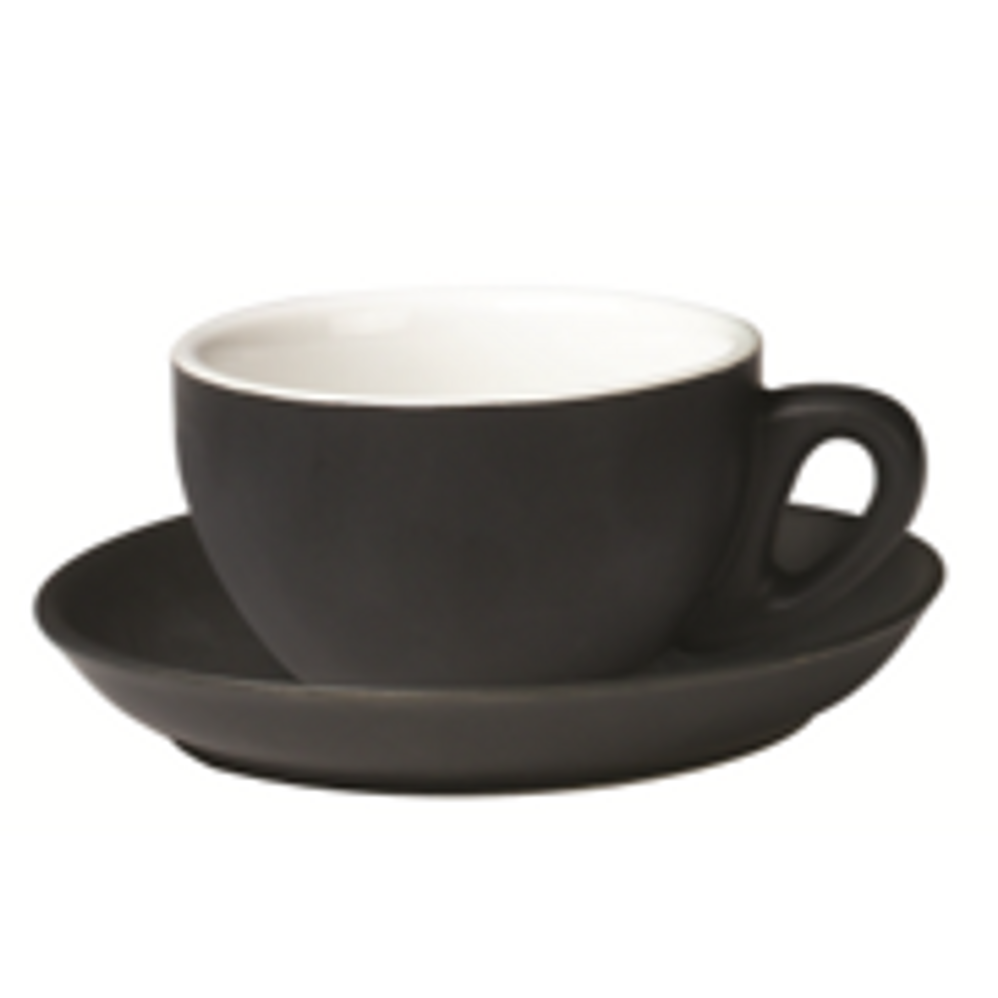 Incasa Bowl Cappuccino Cup Matt Black (190ml) 6 Pack