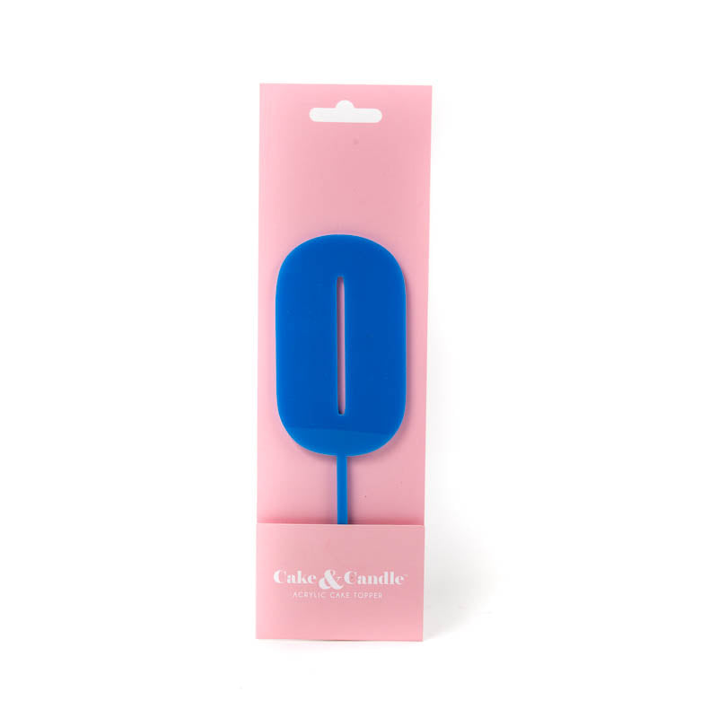 Cake & Candle Mega Number 0 Cake Topper Blue