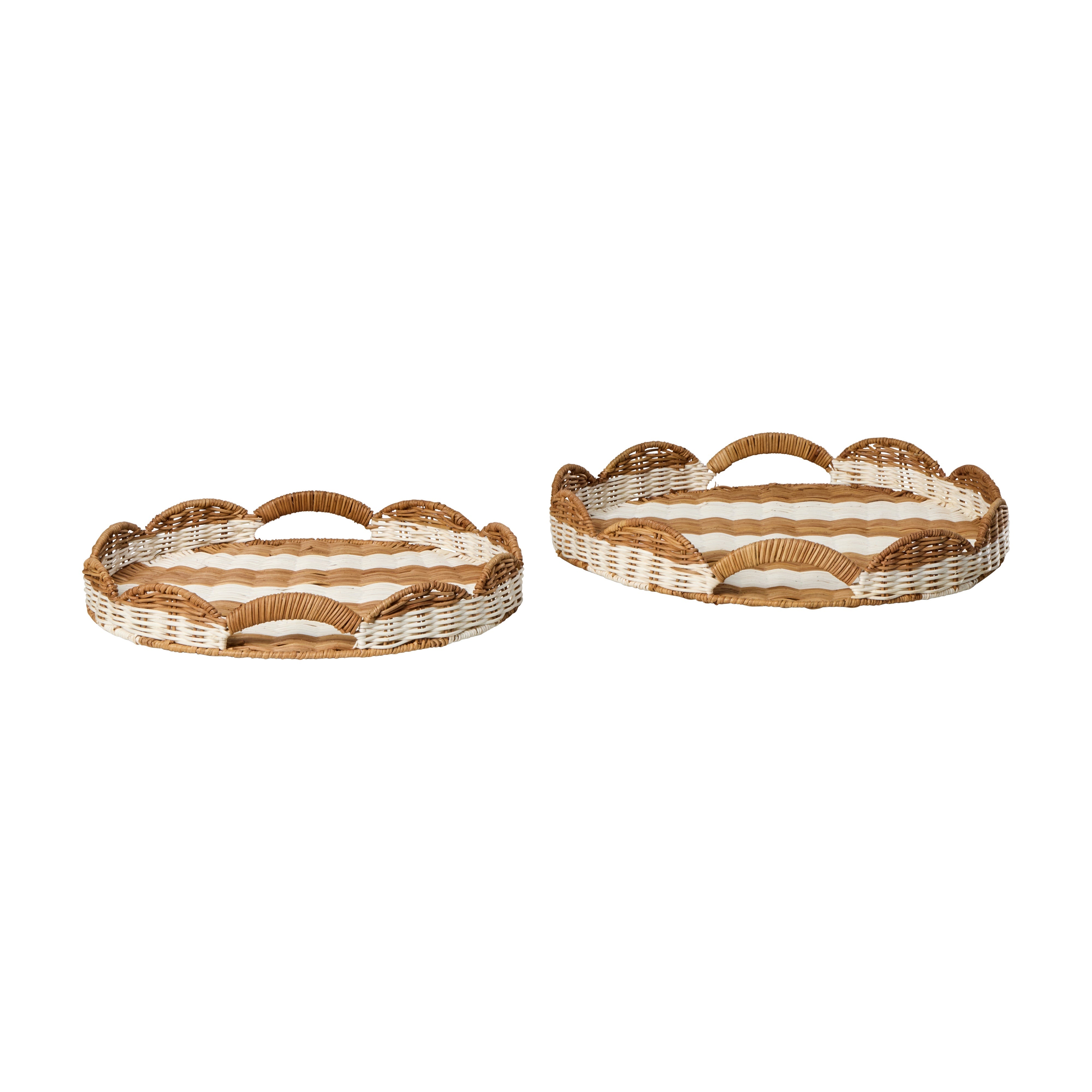 Amalfi Watego Scallop Tray 2 Piece Set White & Natural