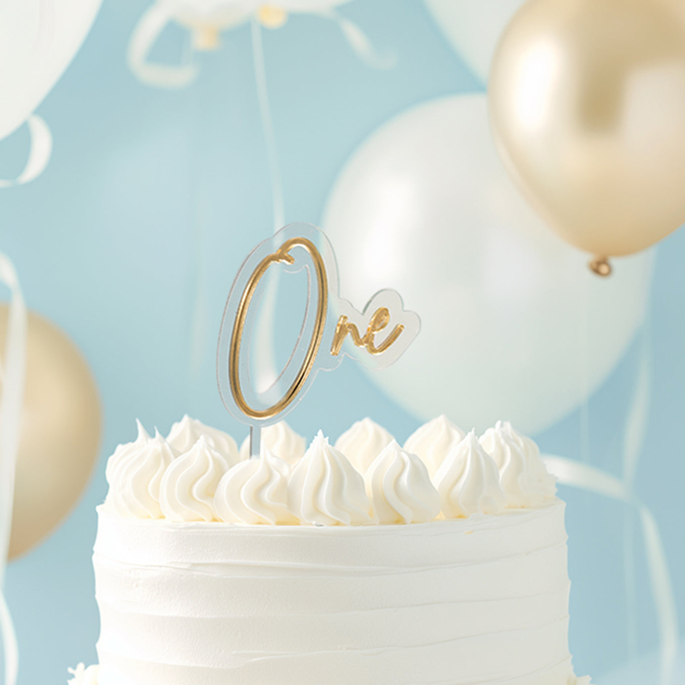 Cake & Candle Layered Cake Topper 1 Gold & Clear