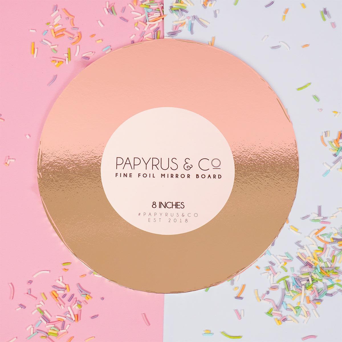Papyrus Mirror Masonite Cake Board Round Gold 8in