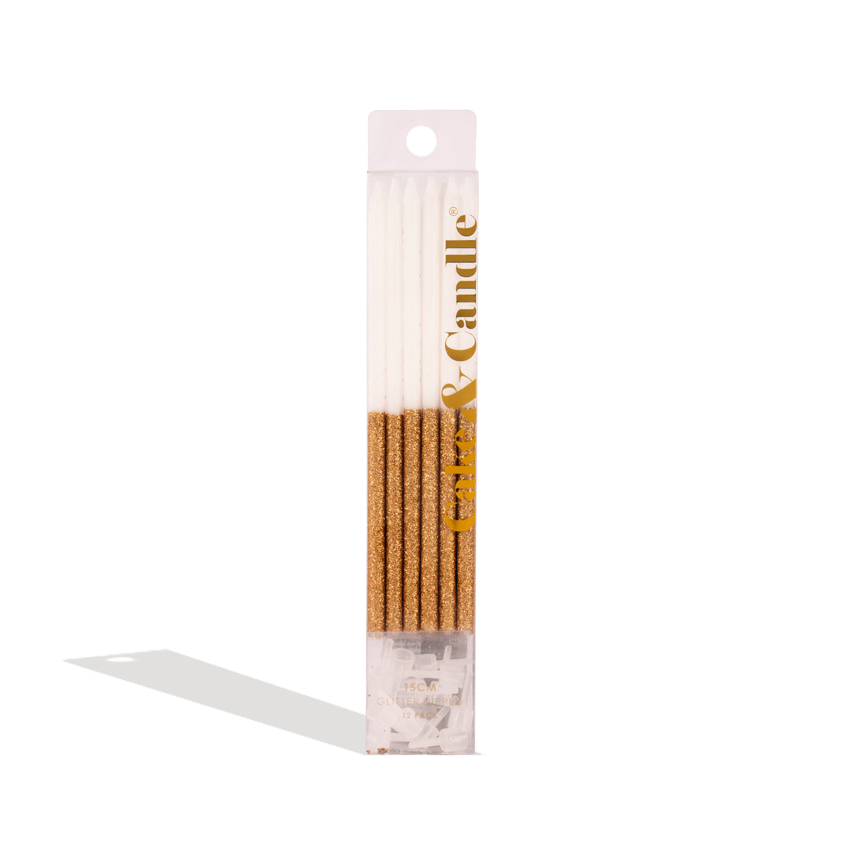 Cake & Candle Glitter Dipped Cake Candles Gold 12 Pack