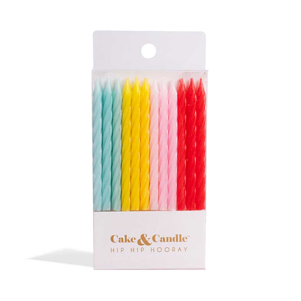 Cake & Candle Fun Combo Spiral Candles 8cm 24 Pack