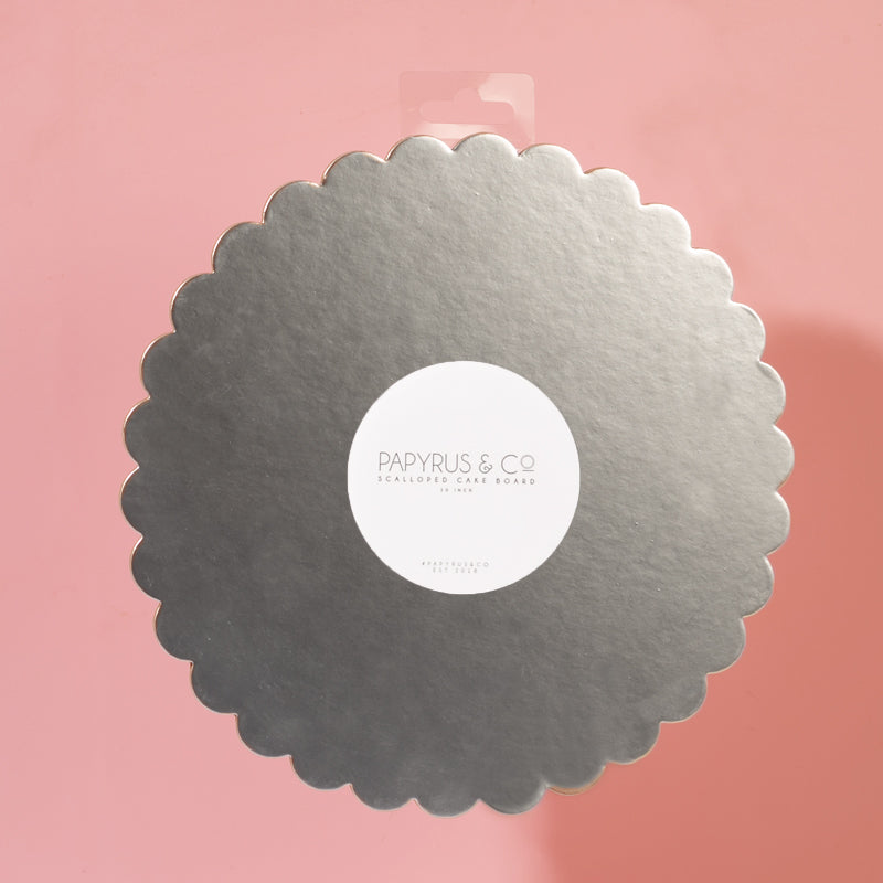 Papyrus Cake Board Scalloped Silver 10in