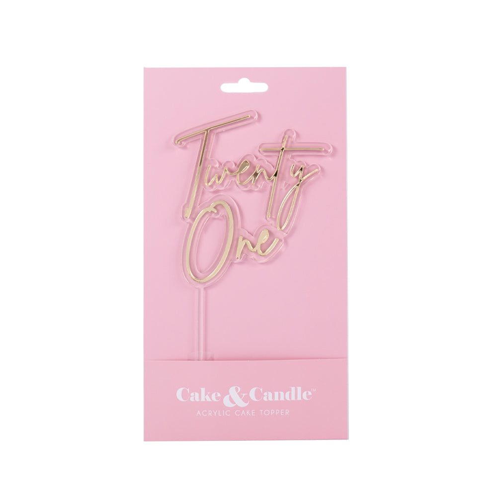 Cake & Candle Layered Cake Topper 21 Gold & Clear