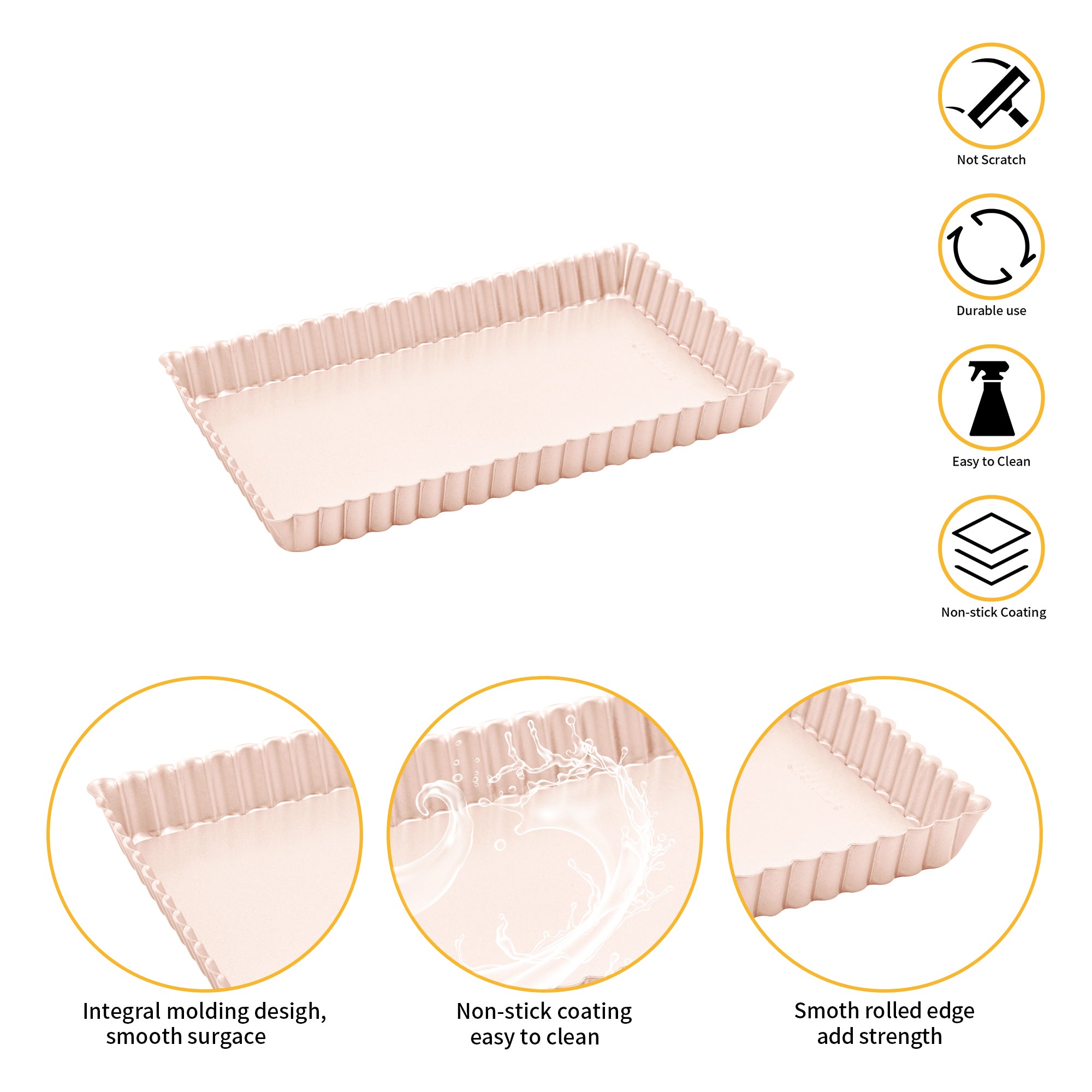 CHEFMADE Rectangular Tart Pan with Loose Base 28cm (WK9830)