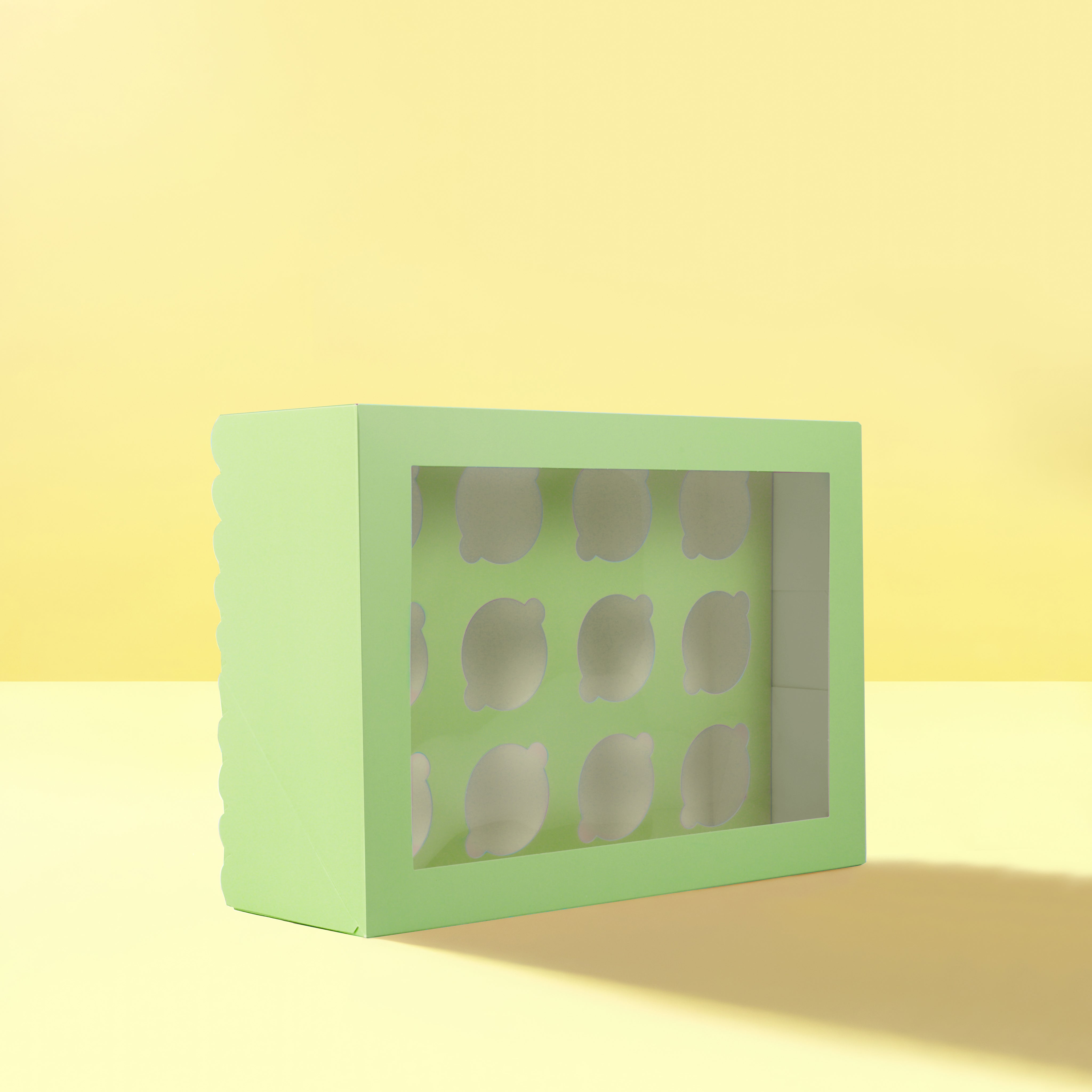 Papyrus Scalloped Tall Cupcake Box 12 Hole Pastel Green