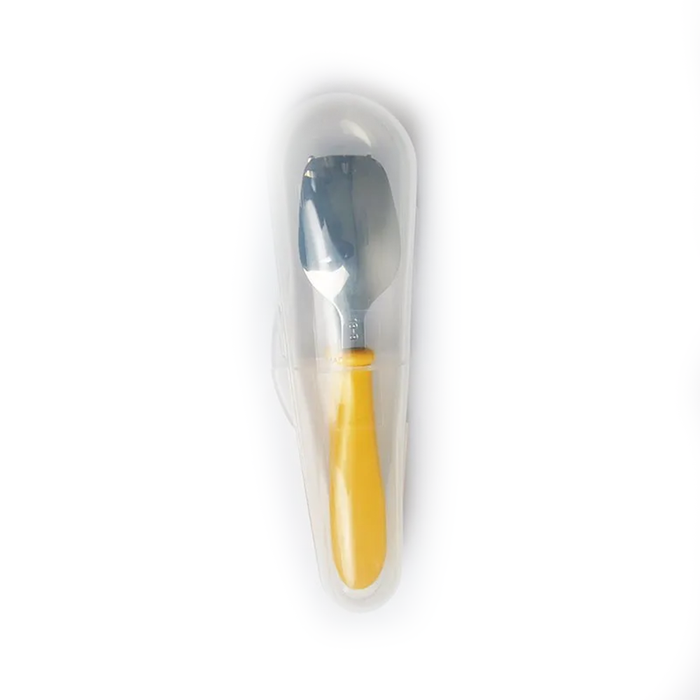 Cuitisan Infant Kid Smart Spoon Fork Set w/Case Yellow