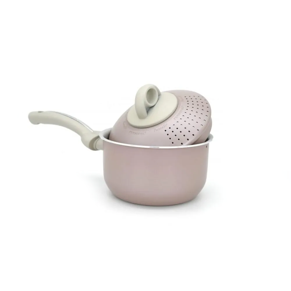 Pensofal 9pc Set, 2 Frypans, PastasiBaby/Family, Saucepan, GlassLids, Rose Pink