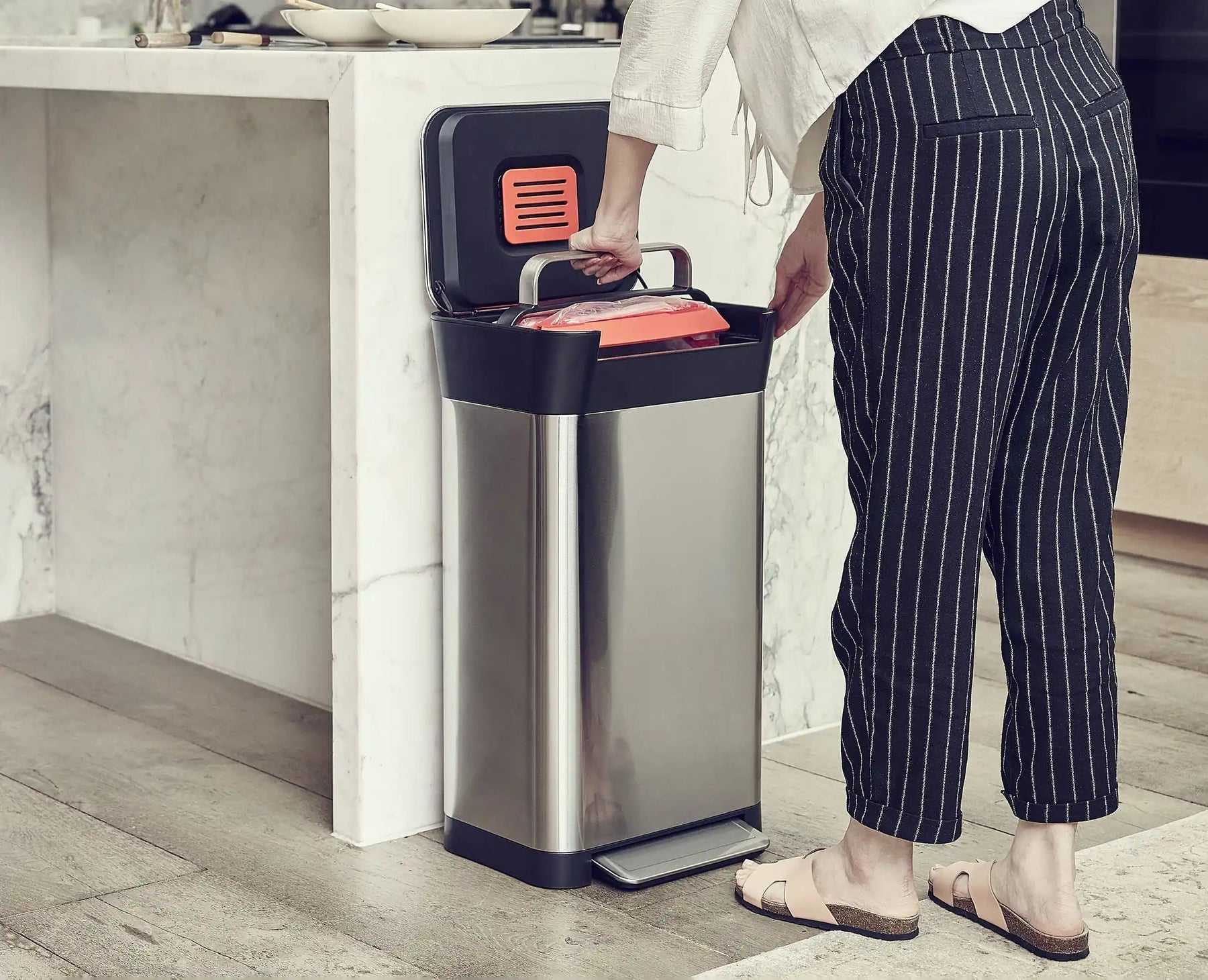 Joseph Joseph Titan 30 Trash Compactor Kitchen Bin - Stainless Steel