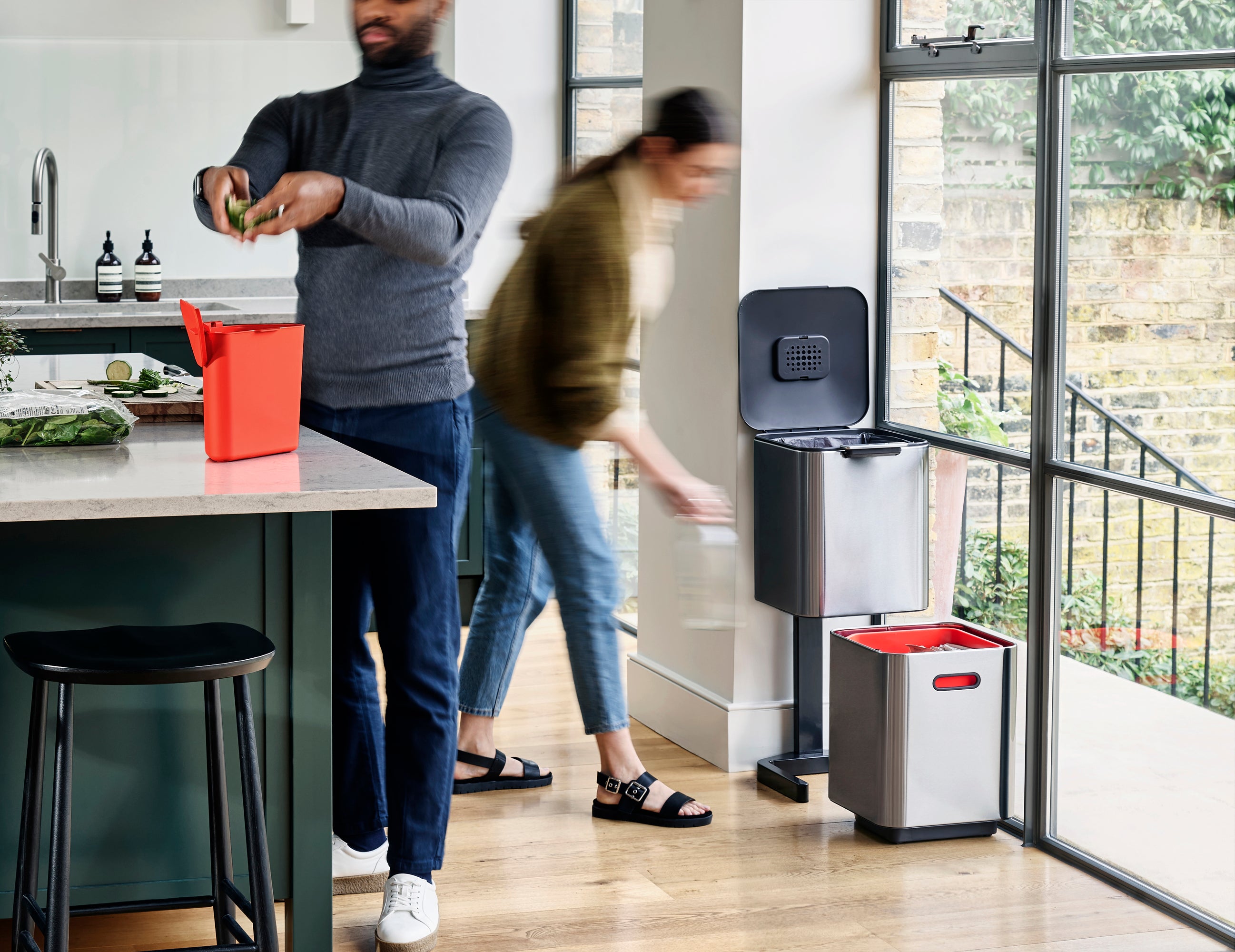 Joseph Joseph Totem Compact 40-Litre Waste Separation & Recycling  Unit - Stainless Steel