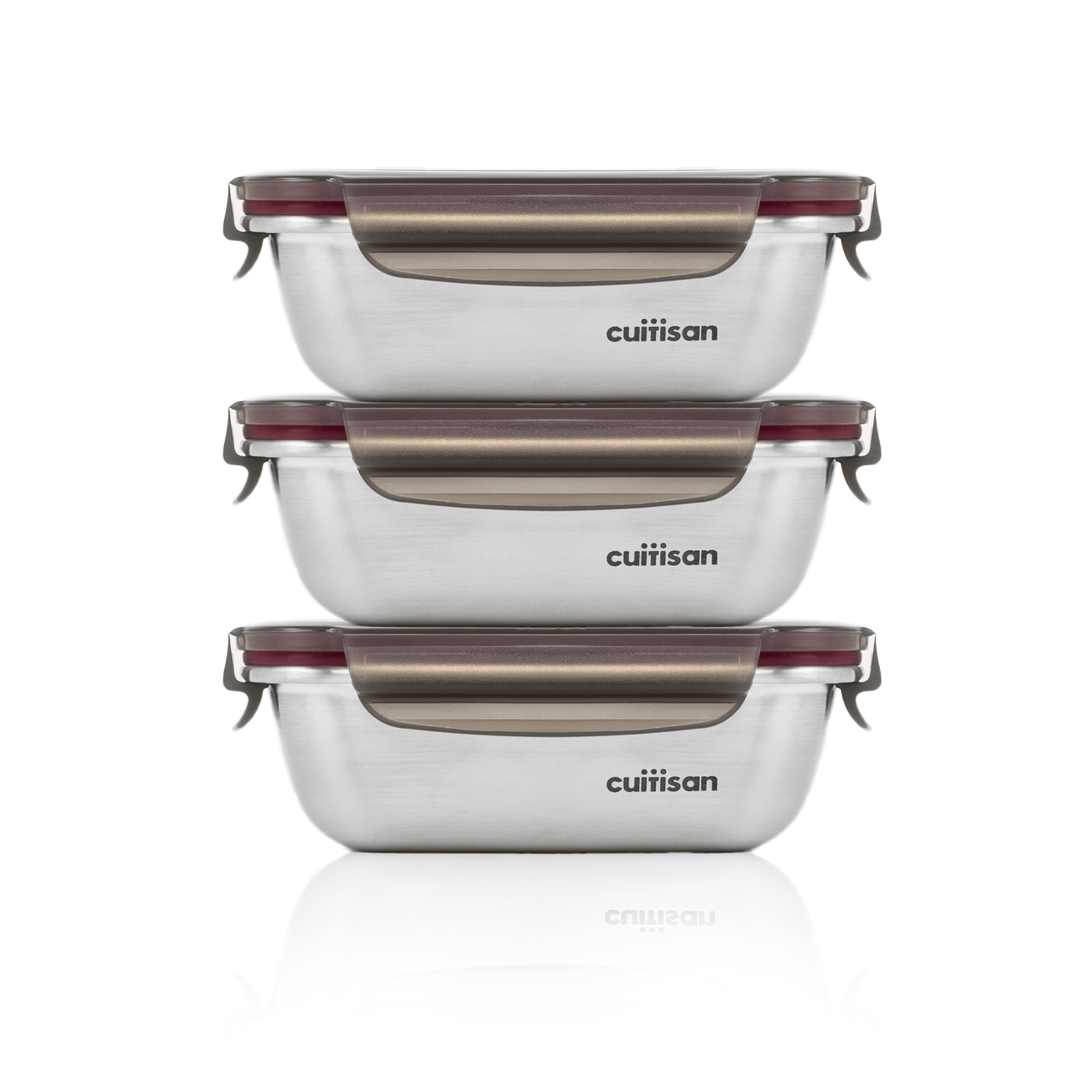 Cuitisan Flora Rectangle 3 Piece Set (300ml) Maroon