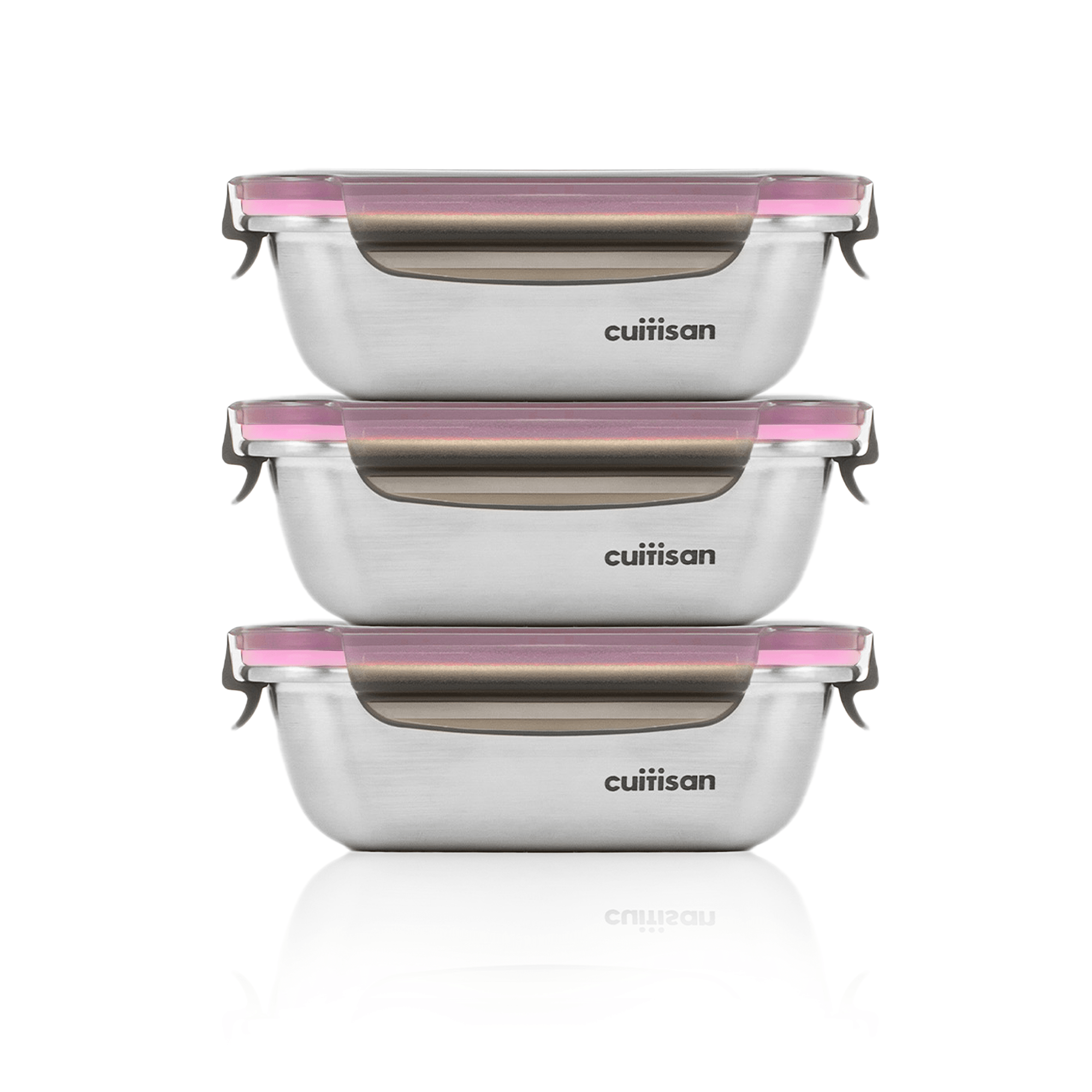Cuitisan Flora Rectangle 3 Piece Set (300ml) Pink